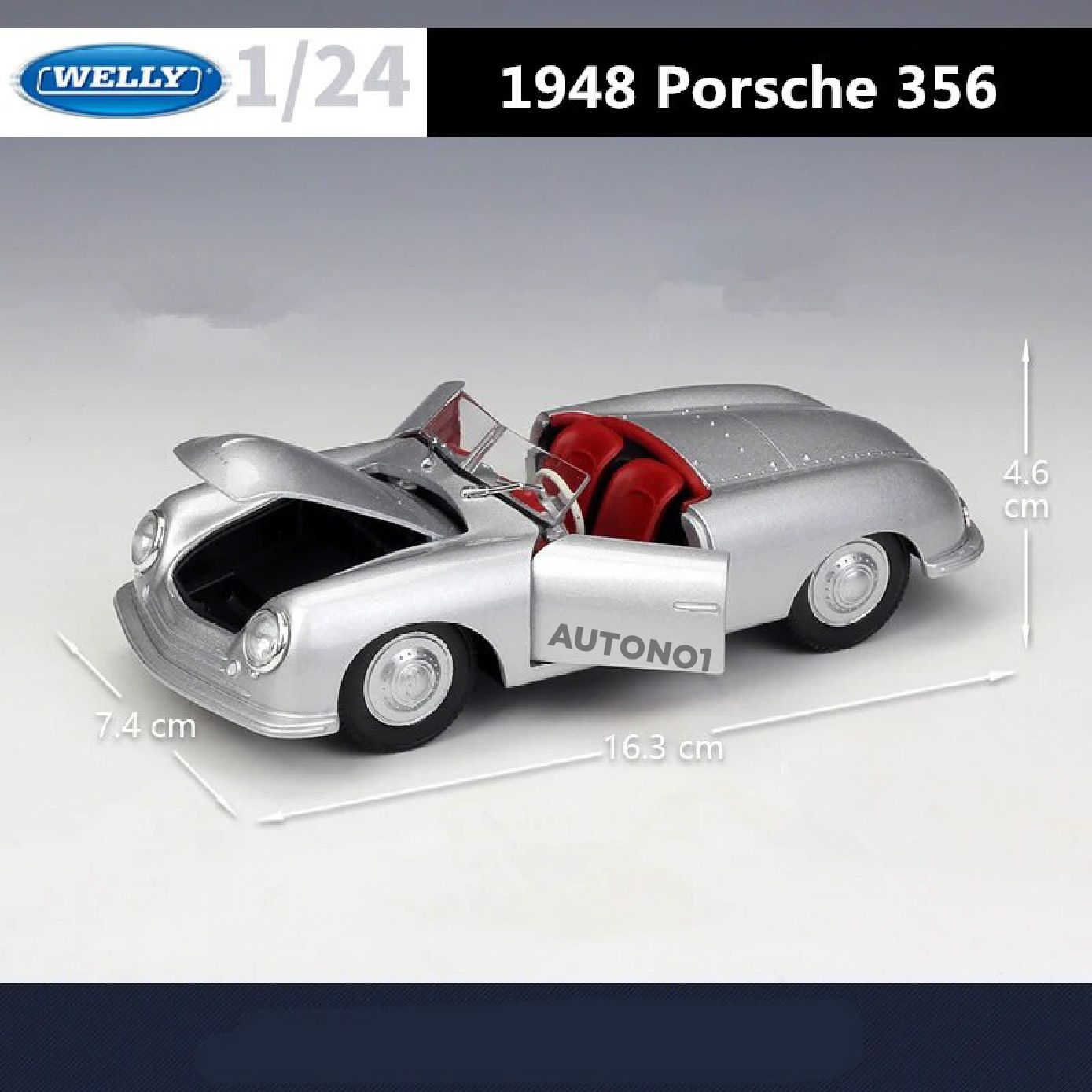 Mô hình xe Porsche 356 1948 No.1 Roadster đánh lái được tỉ lệ 1:24 Welly OT24028