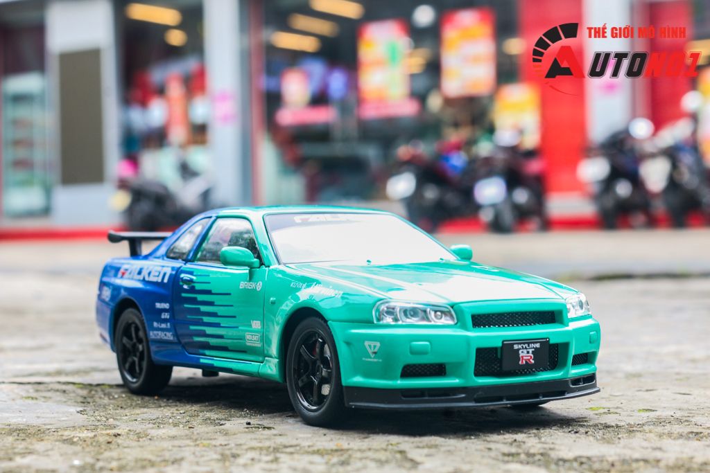 Mô hình xe Nissan GT-R R34 phiên bản racing full open - có đèn - có âm thanh tỉ lệ 1:24 JinliFang OT24030