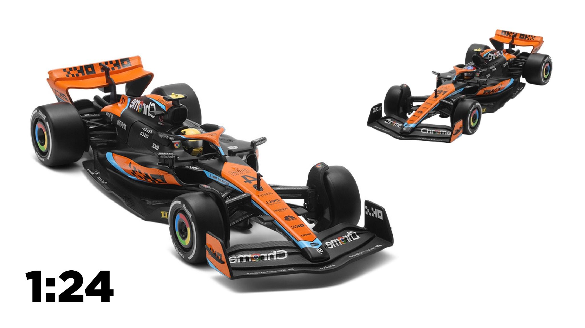 Mô hình xe đua F1 McLaren MCL60 2023 #4 - #81 tỉ lệ 1:24 CCA OT24032