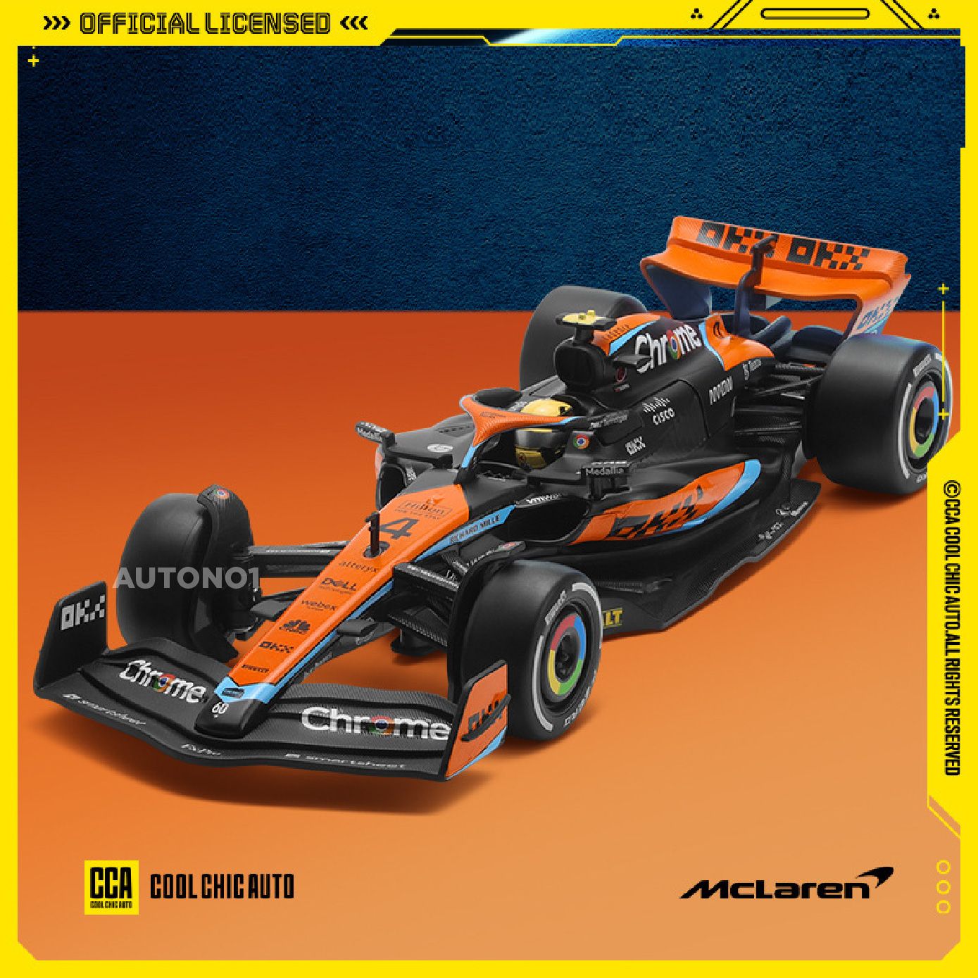 Mô hình xe đua F1 McLaren MCL60 2023 #4 - #81 tỉ lệ 1:24 CCA OT24032