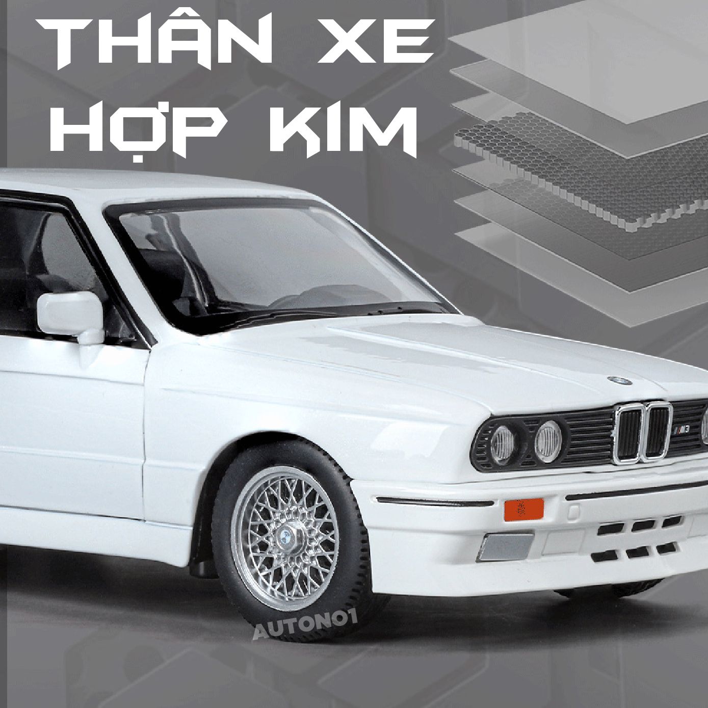 Mô hình xe BMW M3 E30 full open - có đèn - âm thanh tỉ lệ 1:24 JinliFang OT24035
