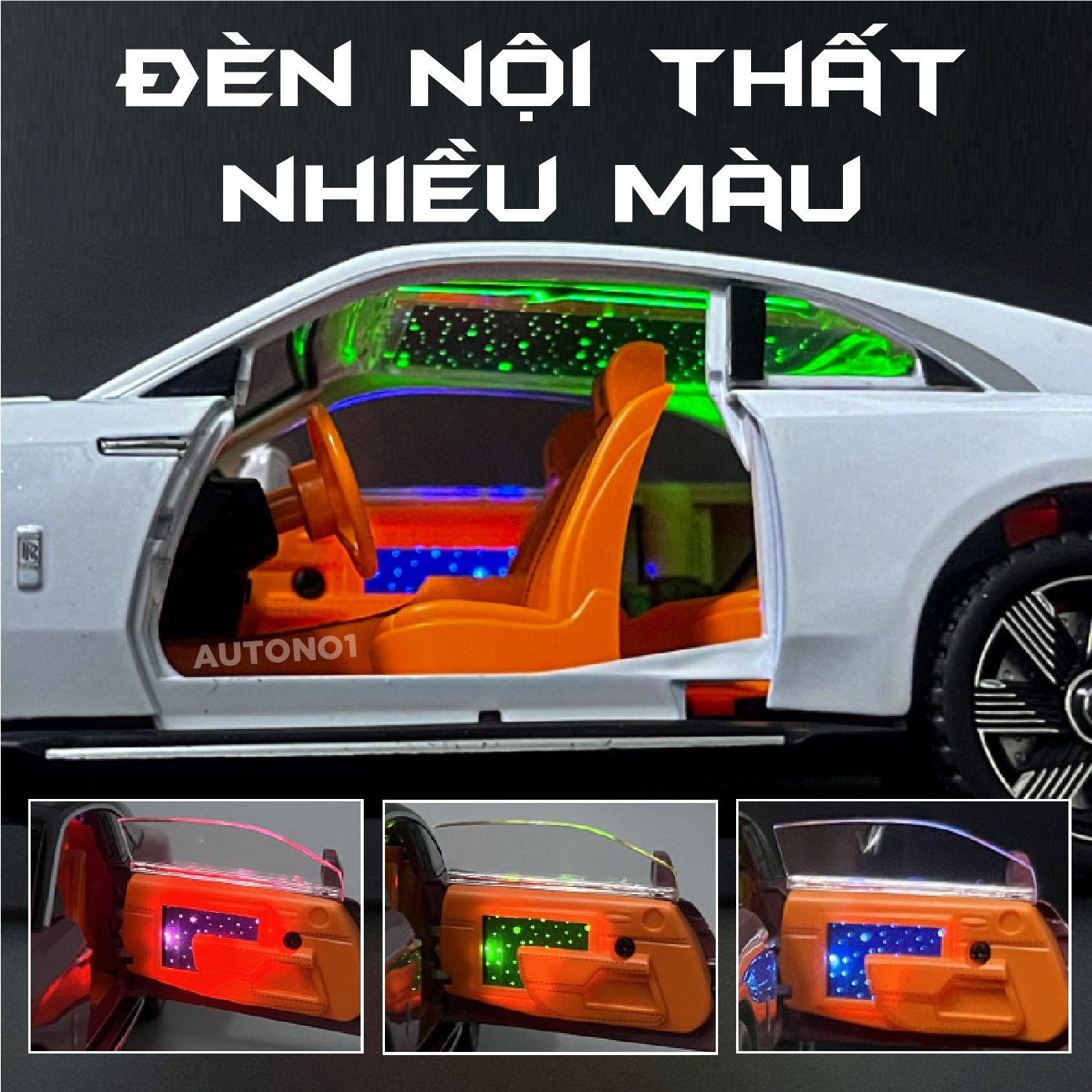 Mô hình xe Rolls Royce Spectre full open - bầu trời sao - full kính tỉ lệ 1:24 JinliFang OT24040