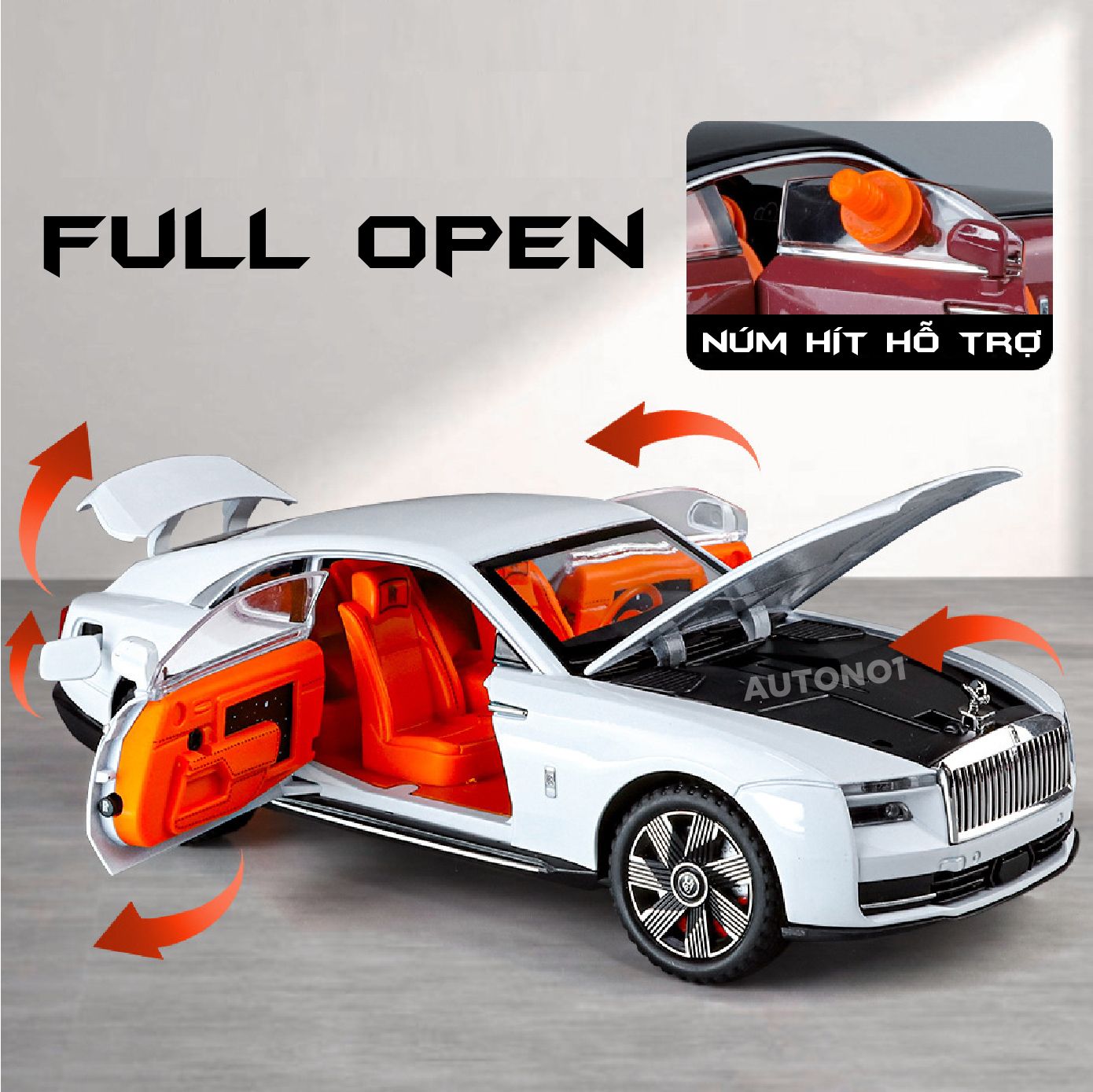Mô hình xe Rolls Royce Spectre full open - bầu trời sao - full kính tỉ lệ 1:24 JinliFang OT24040