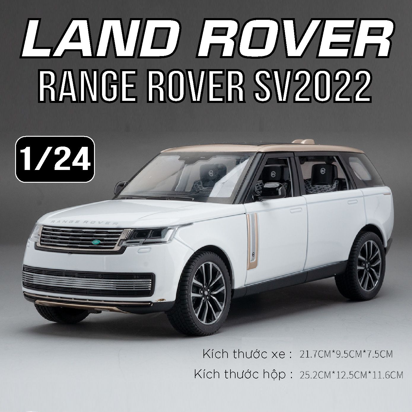 Mô hình xe Land Rover Range Rover SV2022 full open - có đèn - âm thanh tỉ lệ 1:24 Alloy Model OT24044