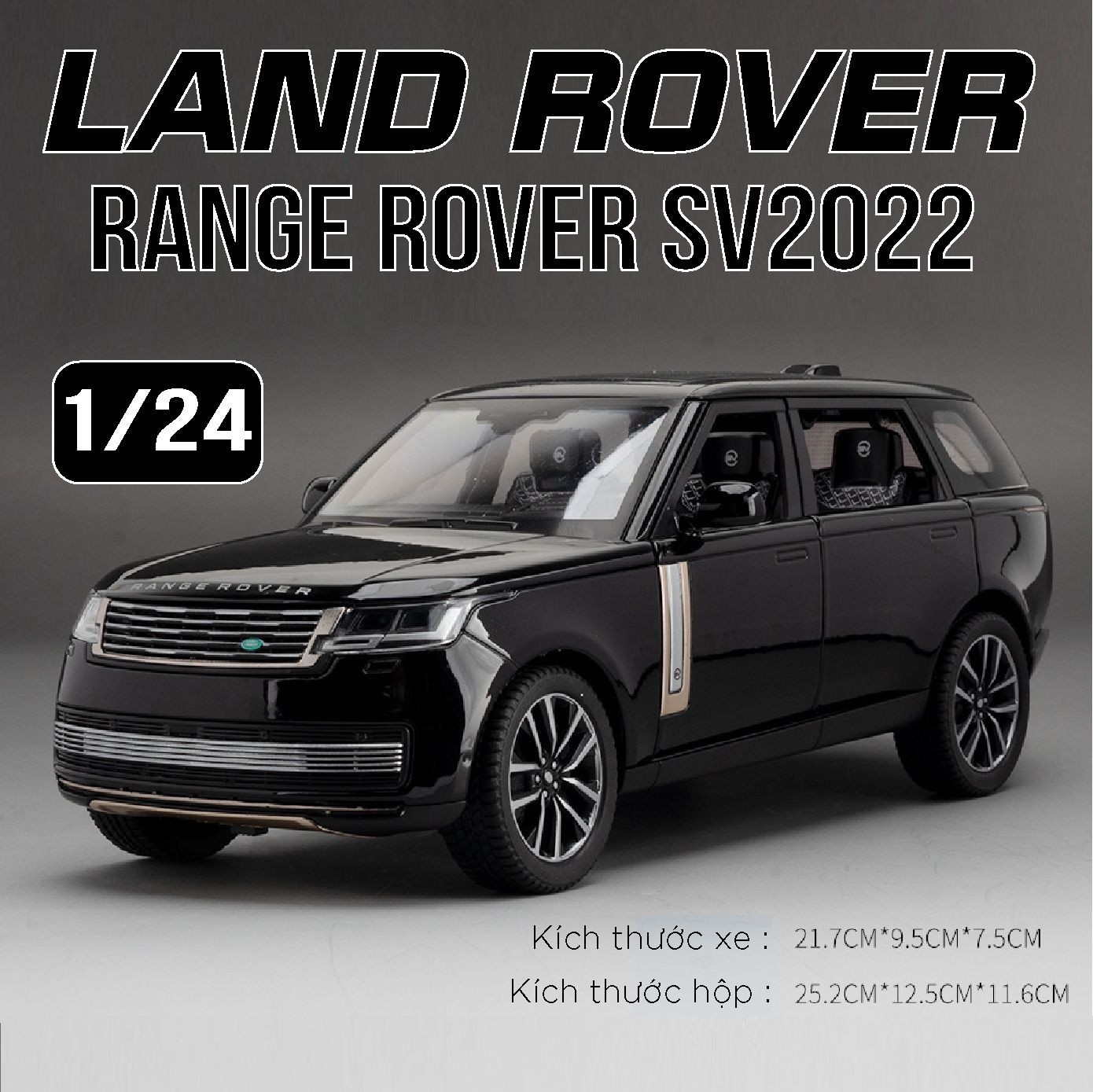 Mô hình xe Land Rover Range Rover SV2022 full open - có đèn - âm thanh tỉ lệ 1:24 Alloy Model OT24044