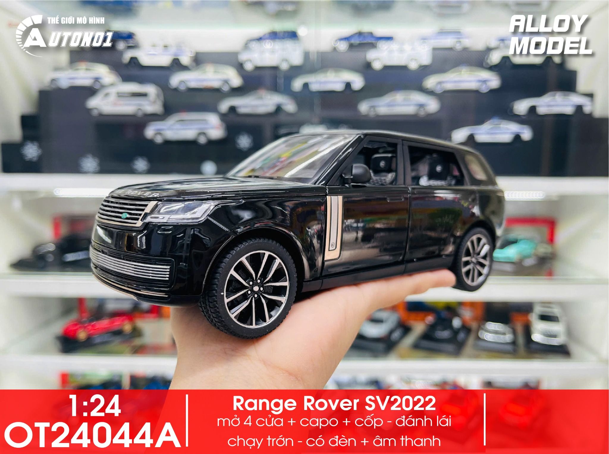 Mô hình xe Land Rover Range Rover SV2022 full open - có đèn - âm thanh tỉ lệ 1:24 Alloy Model OT24044