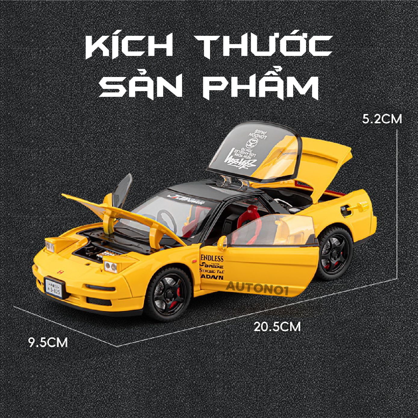 Mô hình xe Honda NSX NA1 full open - có đèn - âm thanh tỉ lệ 1:22 Jiaye Model OT24047