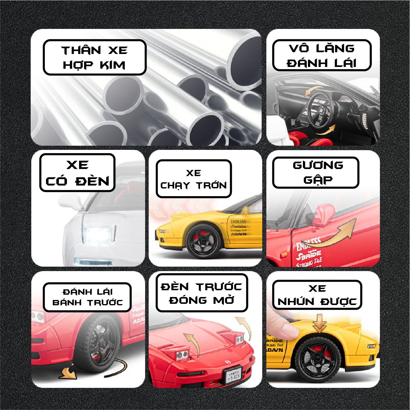 Mô hình xe Honda NSX NA1 full open - có đèn - âm thanh tỉ lệ 1:22 Jiaye Model OT24047