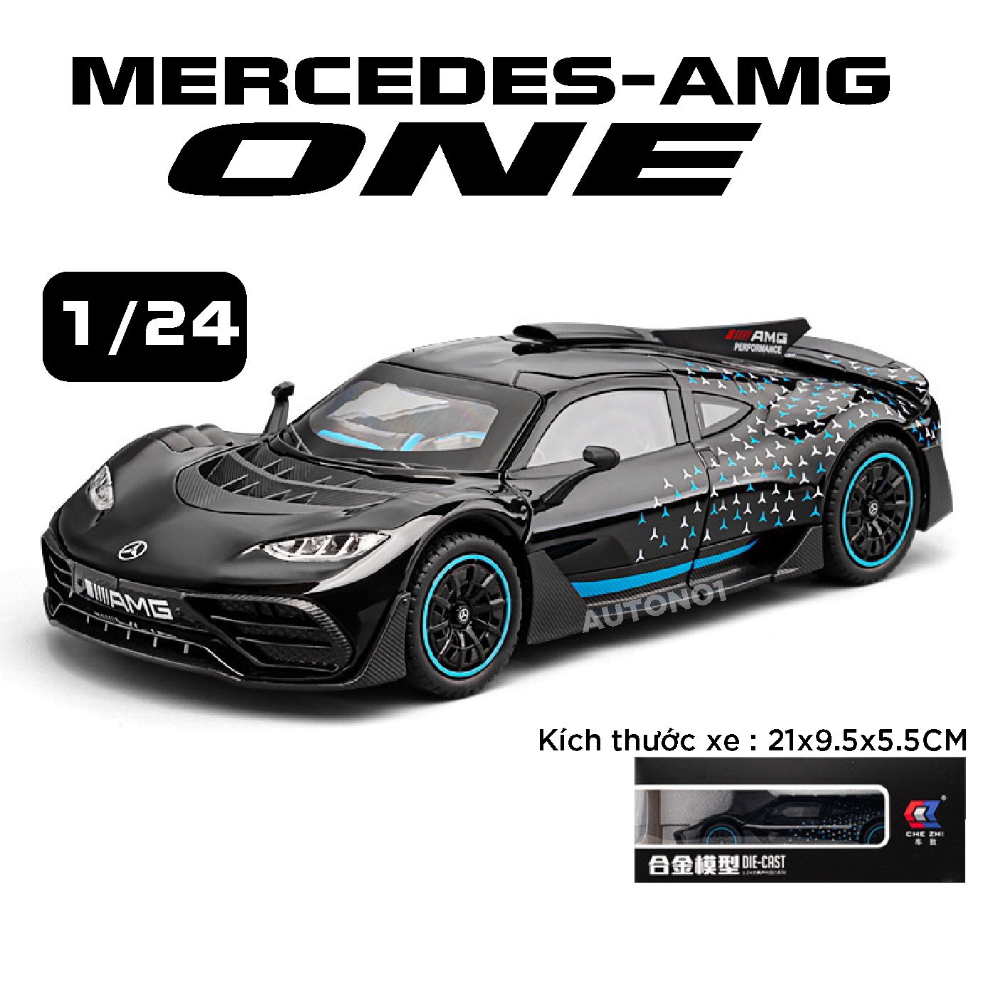 Mô hình xe Mercedes-AMG One full open - có đèn - âm thanh tỉ lệ 1:24 Chezhi