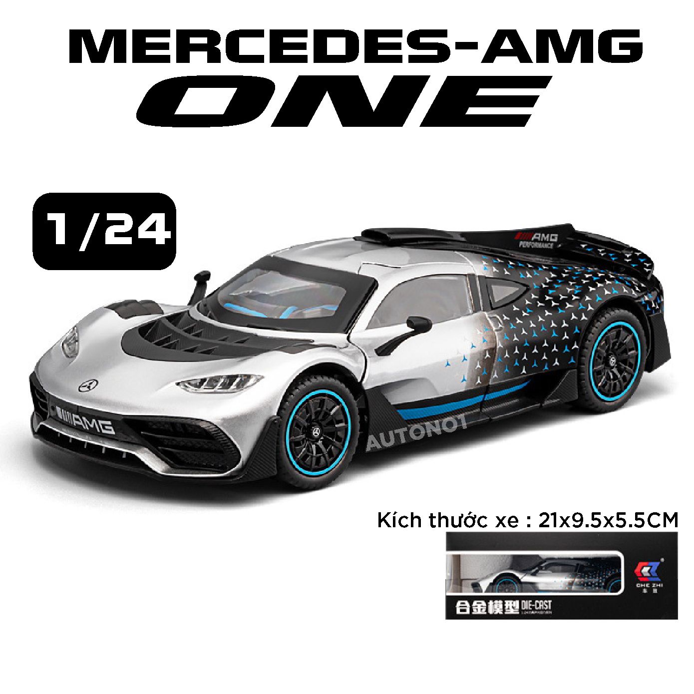 Mô hình xe Mercedes-AMG One full open - có đèn - âm thanh tỉ lệ 1:24 Chezhi