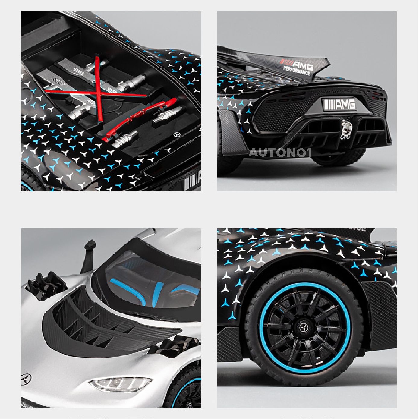 Mô hình xe Mercedes-AMG One full open - có đèn - âm thanh tỉ lệ 1:24 Chezhi