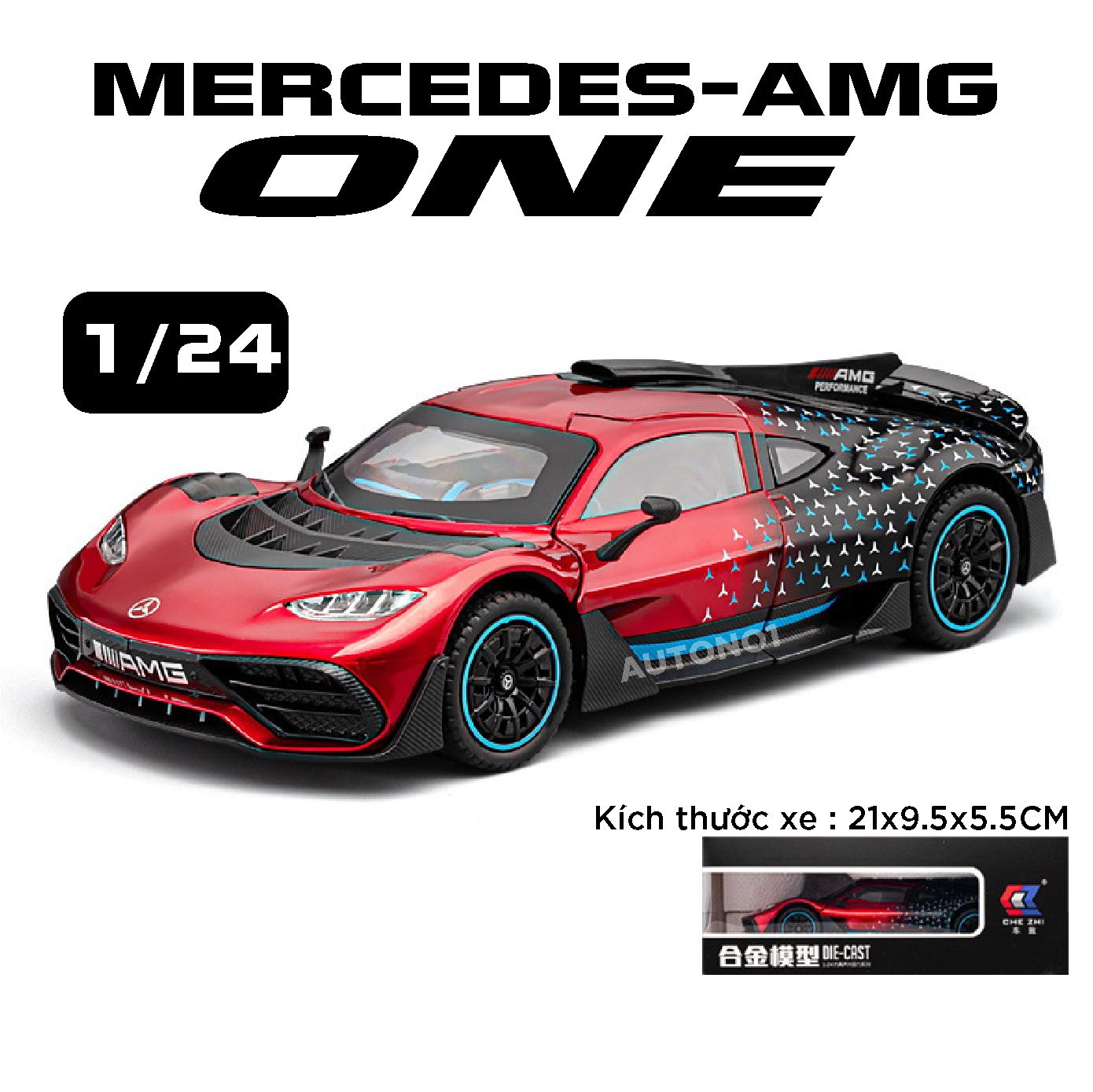 Mô hình xe Mercedes-AMG One full open - có đèn - âm thanh tỉ lệ 1:24 Chezhi