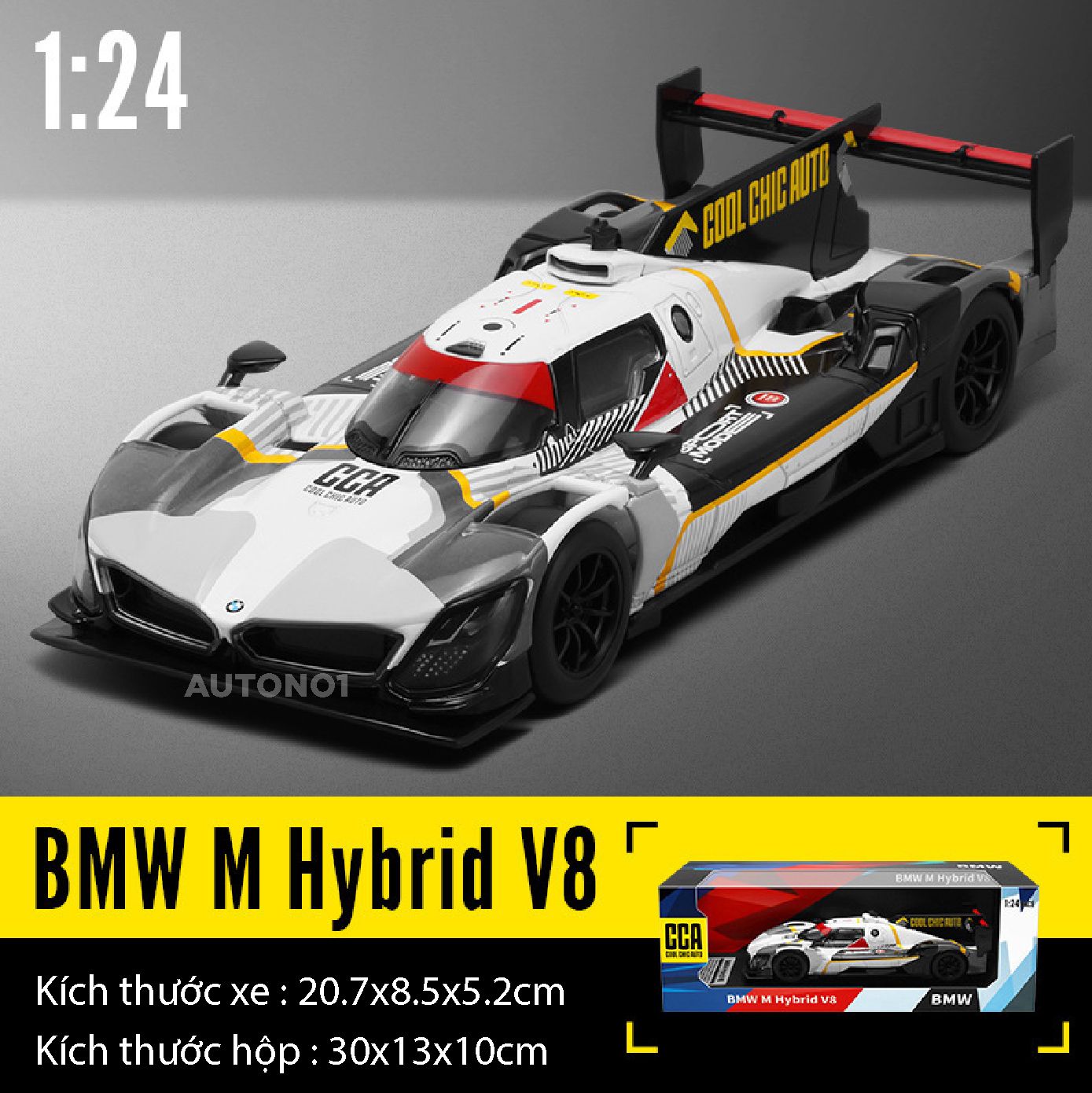 Mô hình xe BMW M Hybrid V8 full open - có đèn tỉ lệ 1:24 CCA OT24050