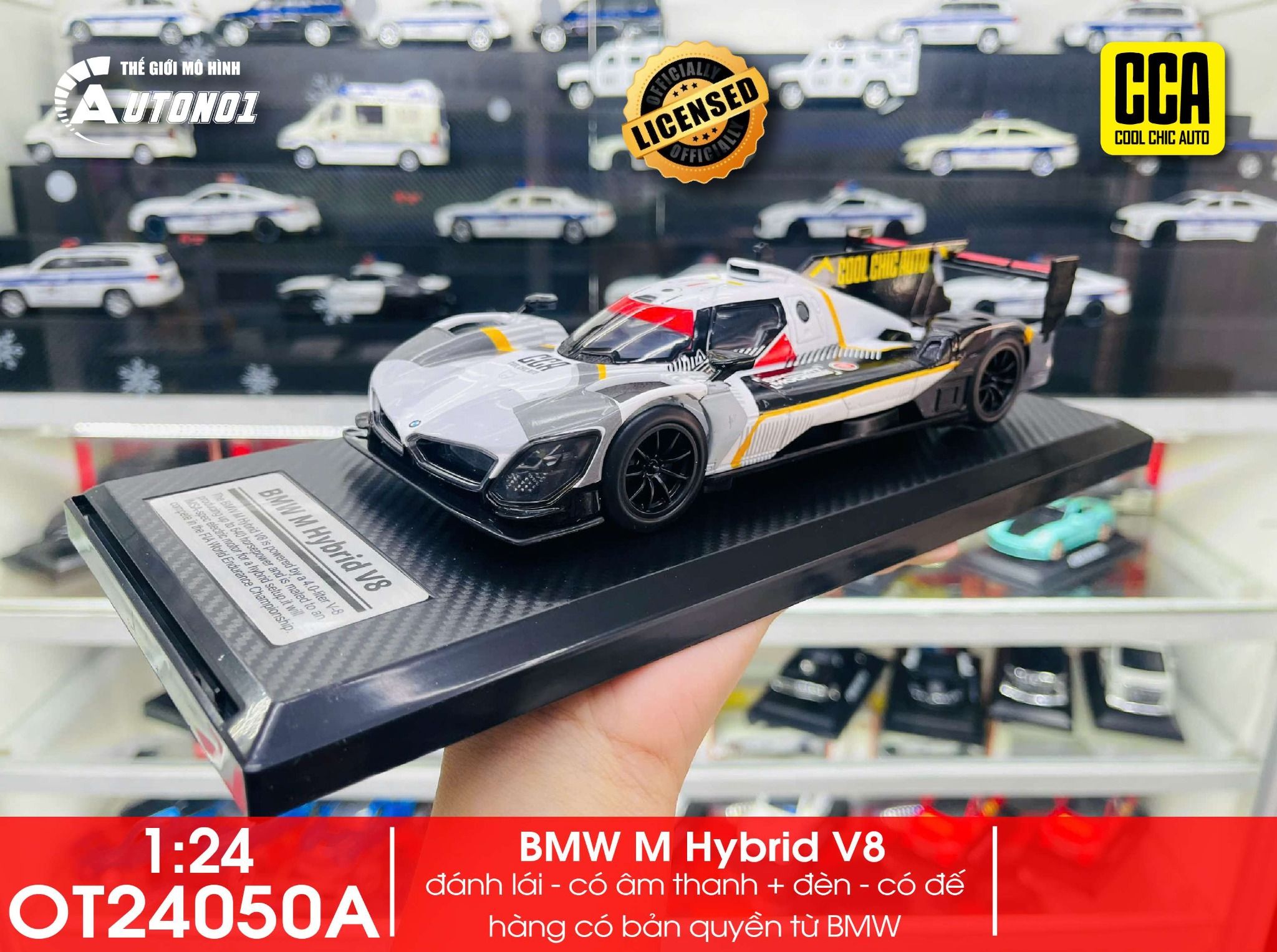 Mô hình xe BMW M Hybrid V8 full open - có đèn tỉ lệ 1:24 CCA OT24050