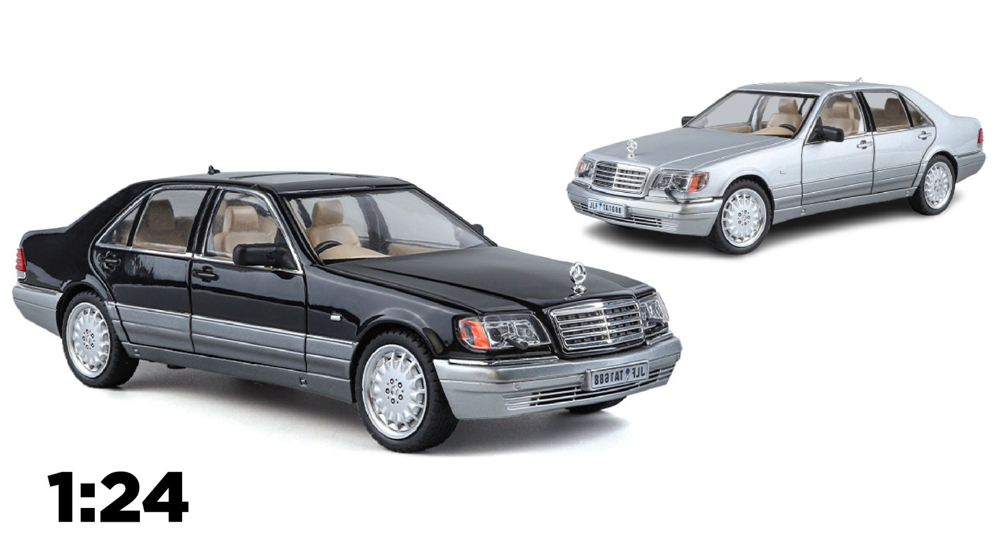 Mô hình xe Mercedes-Benz W140 320SEL full open - full kính tỉ lệ 1:24 Jinlifang OT24051