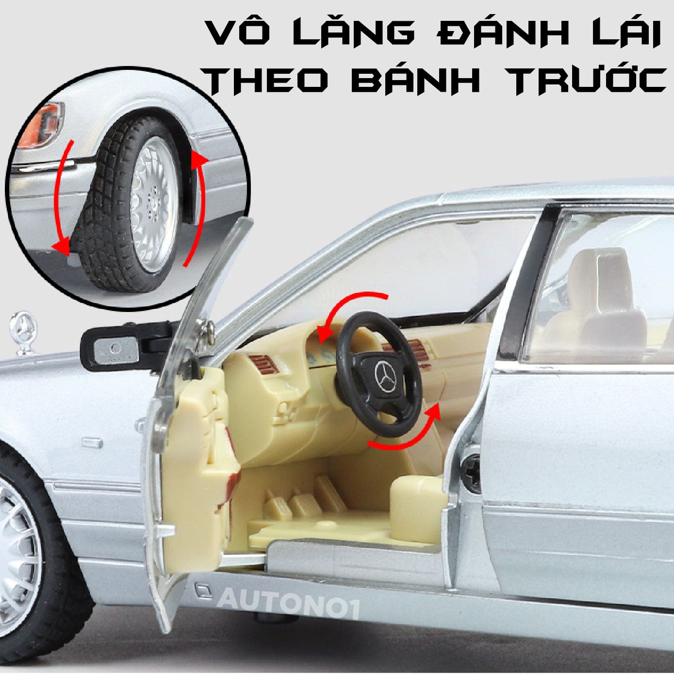 Mô hình xe Mercedes-Benz W140 320SEL full open - full kính tỉ lệ 1:24 Jinlifang OT24051