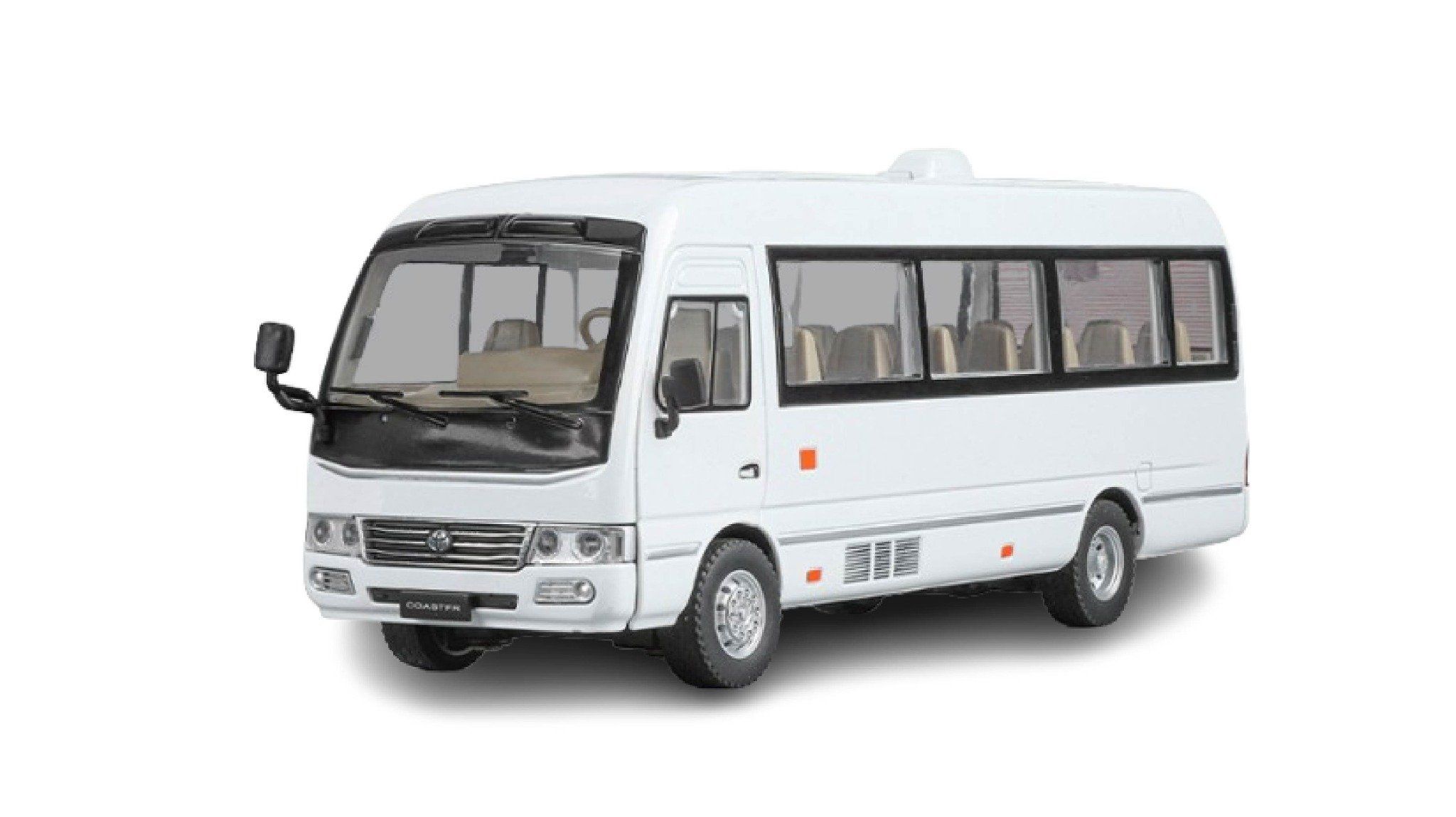 Mô hình xe Toyota Coaster có đèn full open tỉ lệ 1:24 Alloy Model OT24054