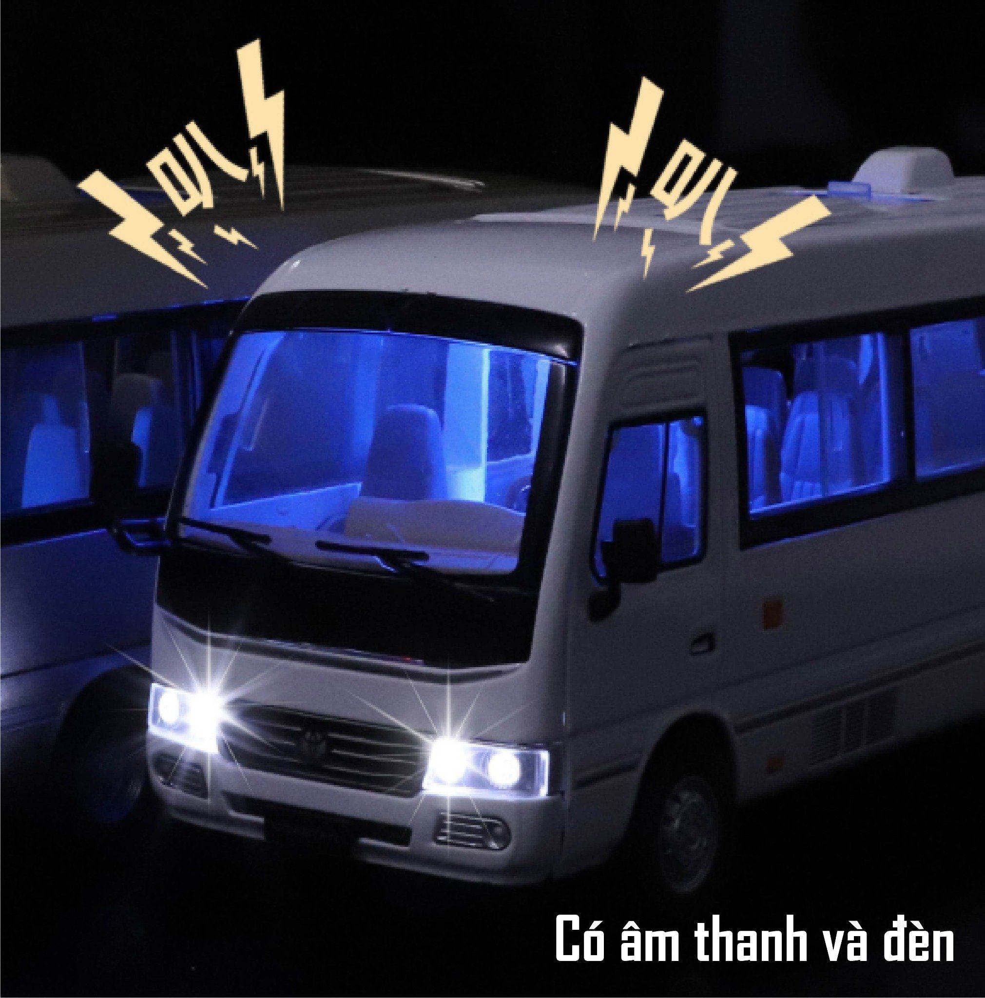 Mô hình xe Toyota Coaster có đèn full open tỉ lệ 1:24 Alloy Model OT24054