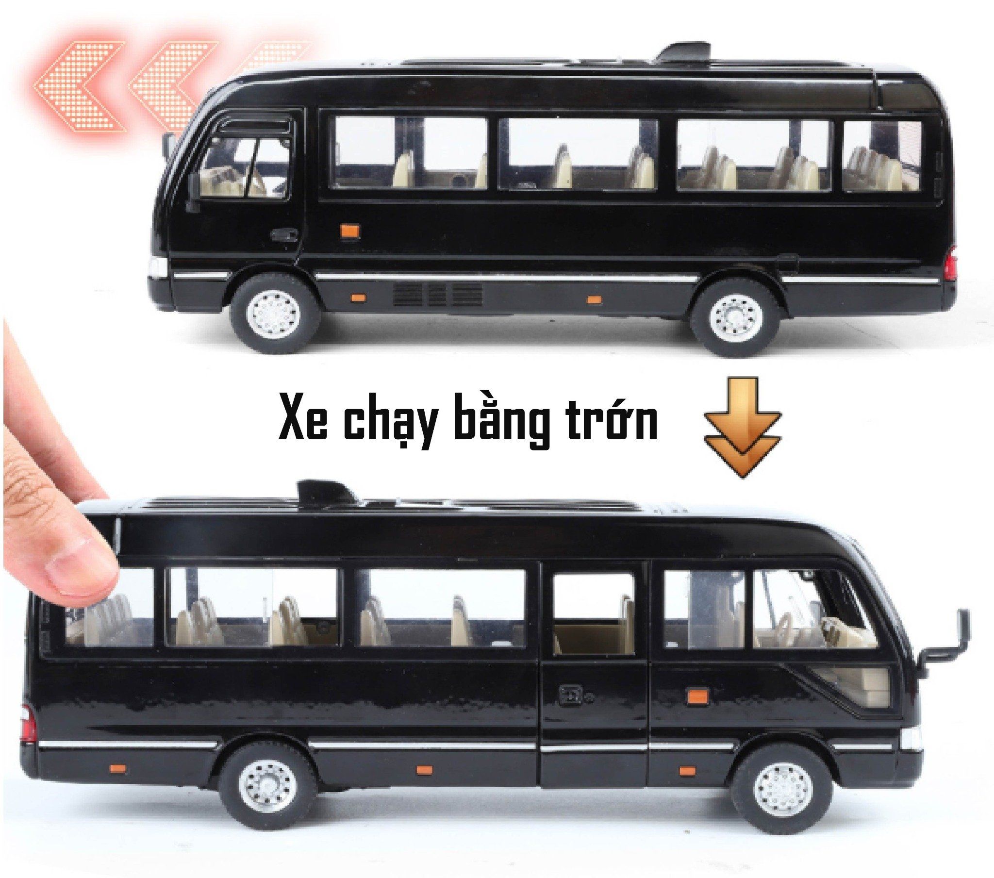 Mô hình xe Toyota Coaster có đèn full open tỉ lệ 1:24 Alloy Model OT24054