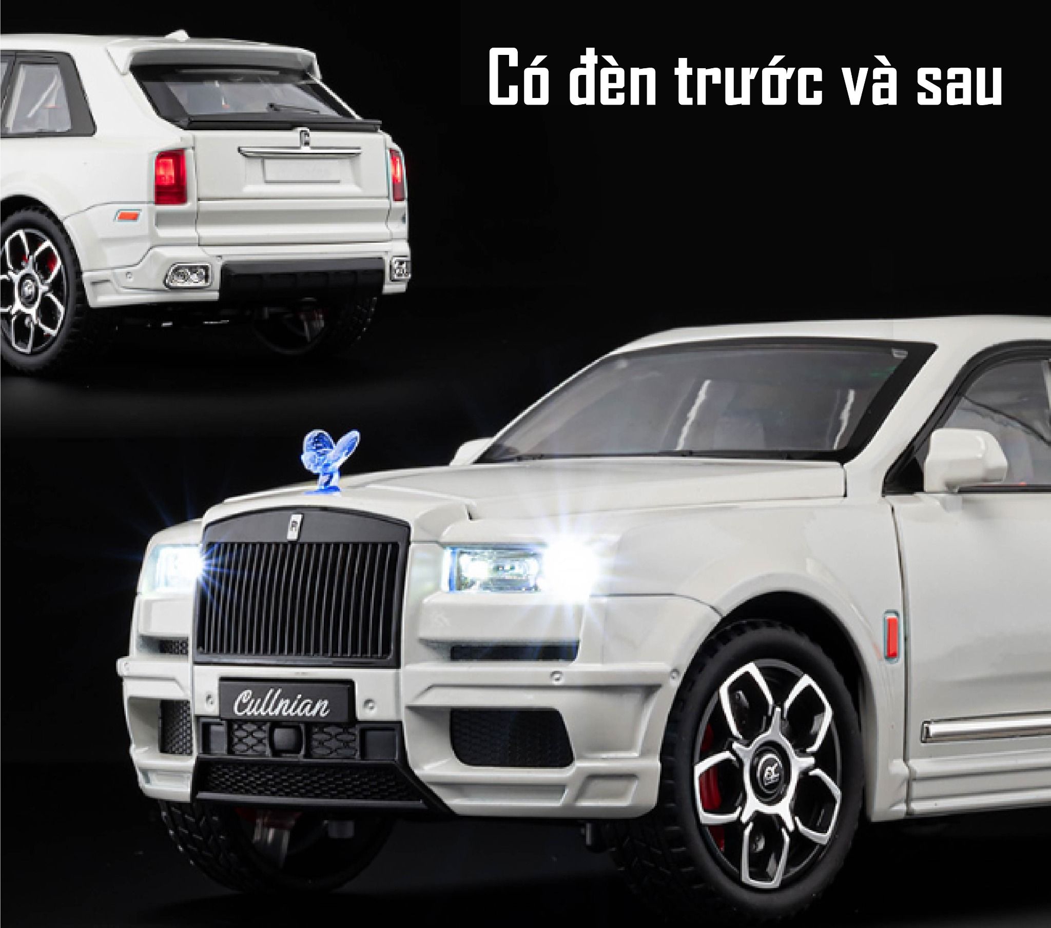 Mô hình xe Rolls Royce Cullinan Black Badge BB có đèn full open tỉ lệ 1:20 1:24 Chezhi Model OT24055