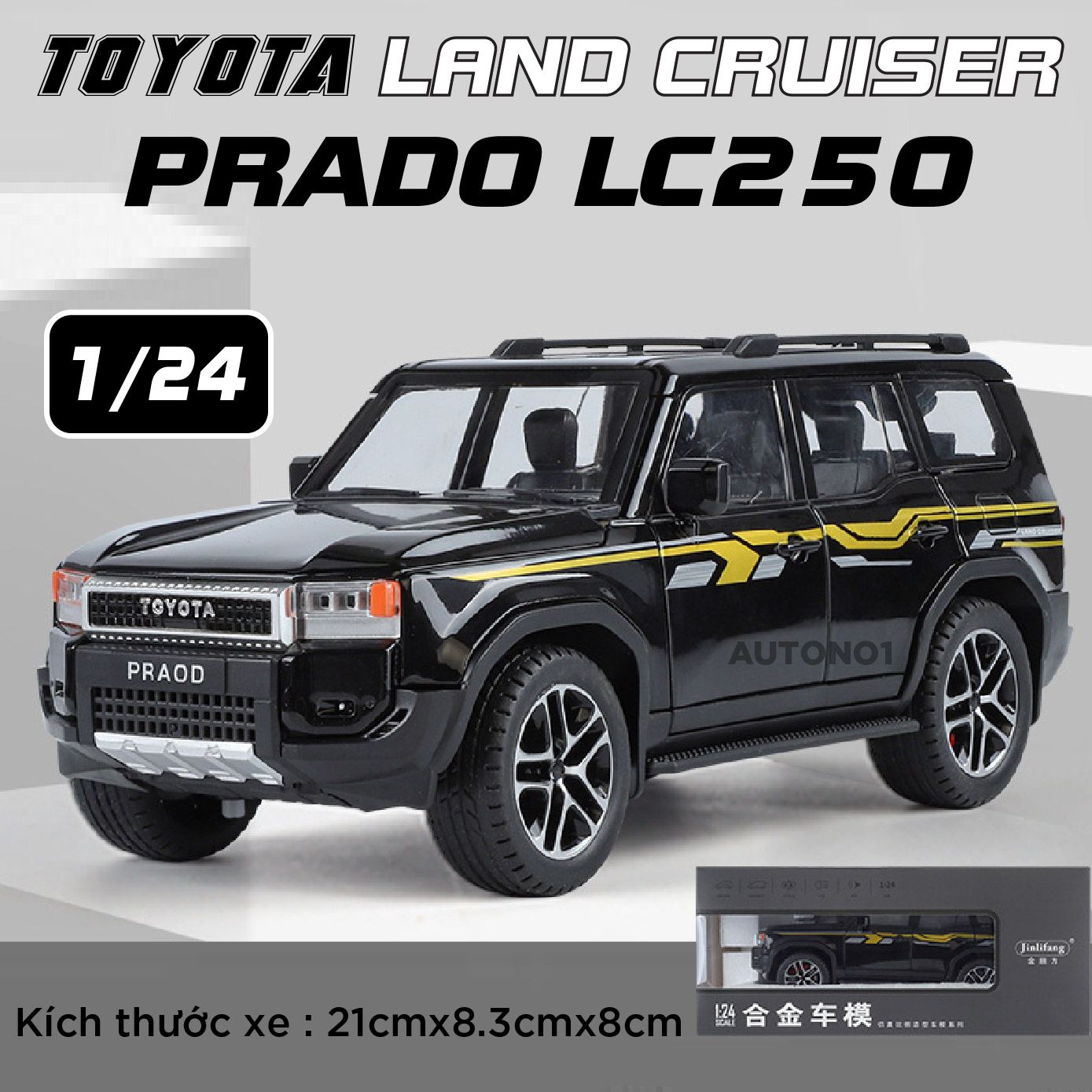 Mô hình xe Toyota Land Cruiser Prado LC250 tỉ lệ 1:24 JIN LIFANG OT24065