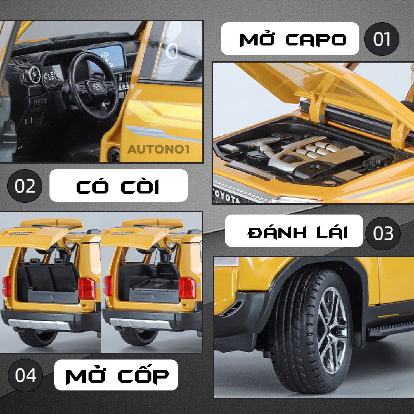 Mô hình xe Toyota Land Cruiser Prado LC250 tỉ lệ 1:24 JIN LIFANG OT24065