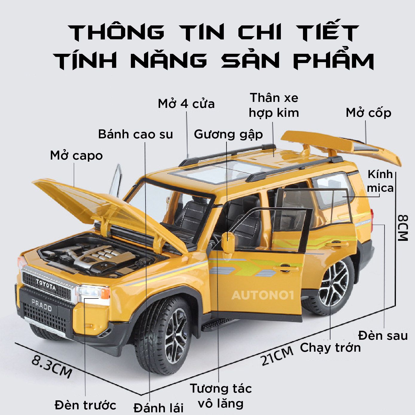 Mô hình xe Toyota Land Cruiser Prado LC250 tỉ lệ 1:24 JIN LIFANG OT24065