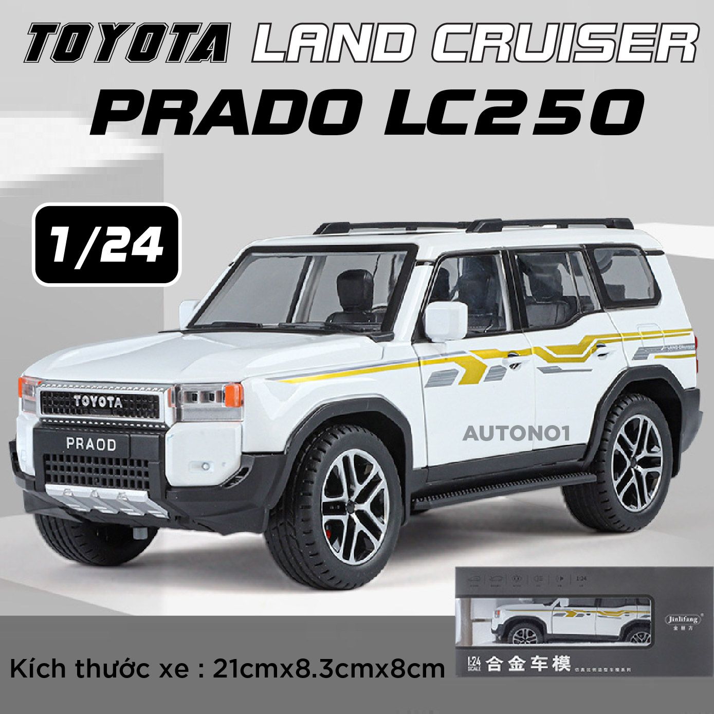 Mô hình xe Toyota Land Cruiser Prado LC250 tỉ lệ 1:24 JIN LIFANG OT24065