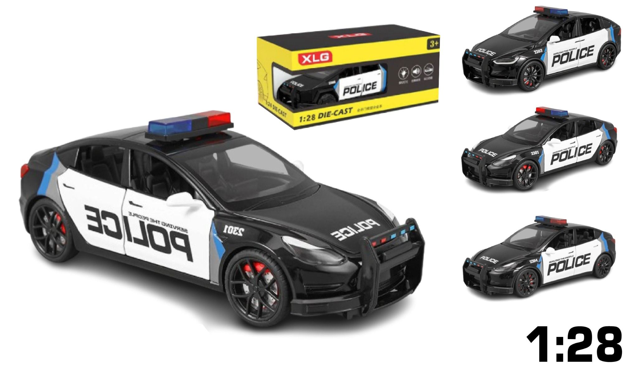 Mô hình xe Tesla Cảnh sát mỹ các loại Full open - có đèn nhạc - đánh lái được tỉ lệ 1:24 XLG OT24081