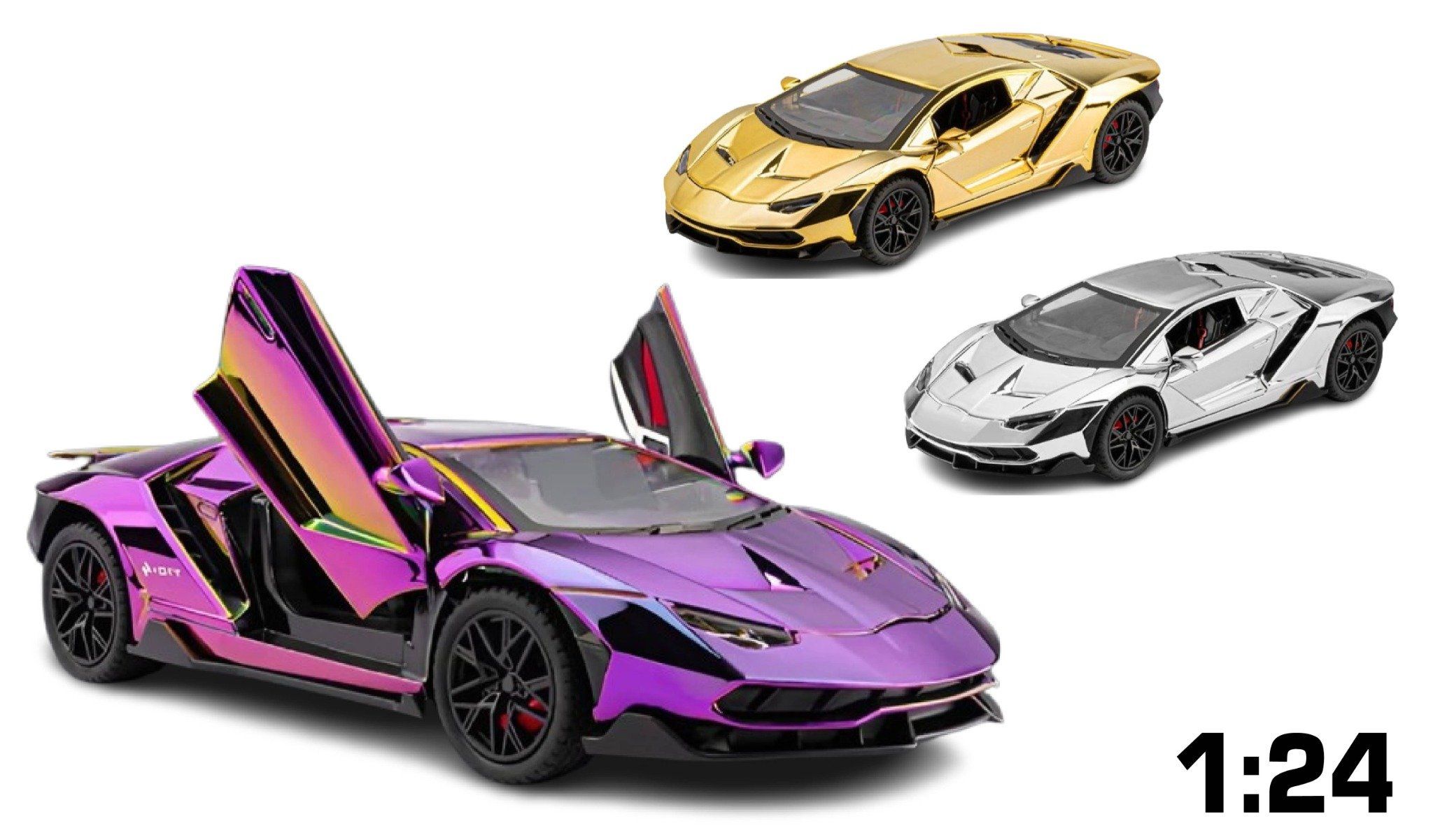 Mô hình xe Lamborghini Centenario LP770 chrome version full open- đánh lái được tỉ lệ 1:24 Chezhi OT24082