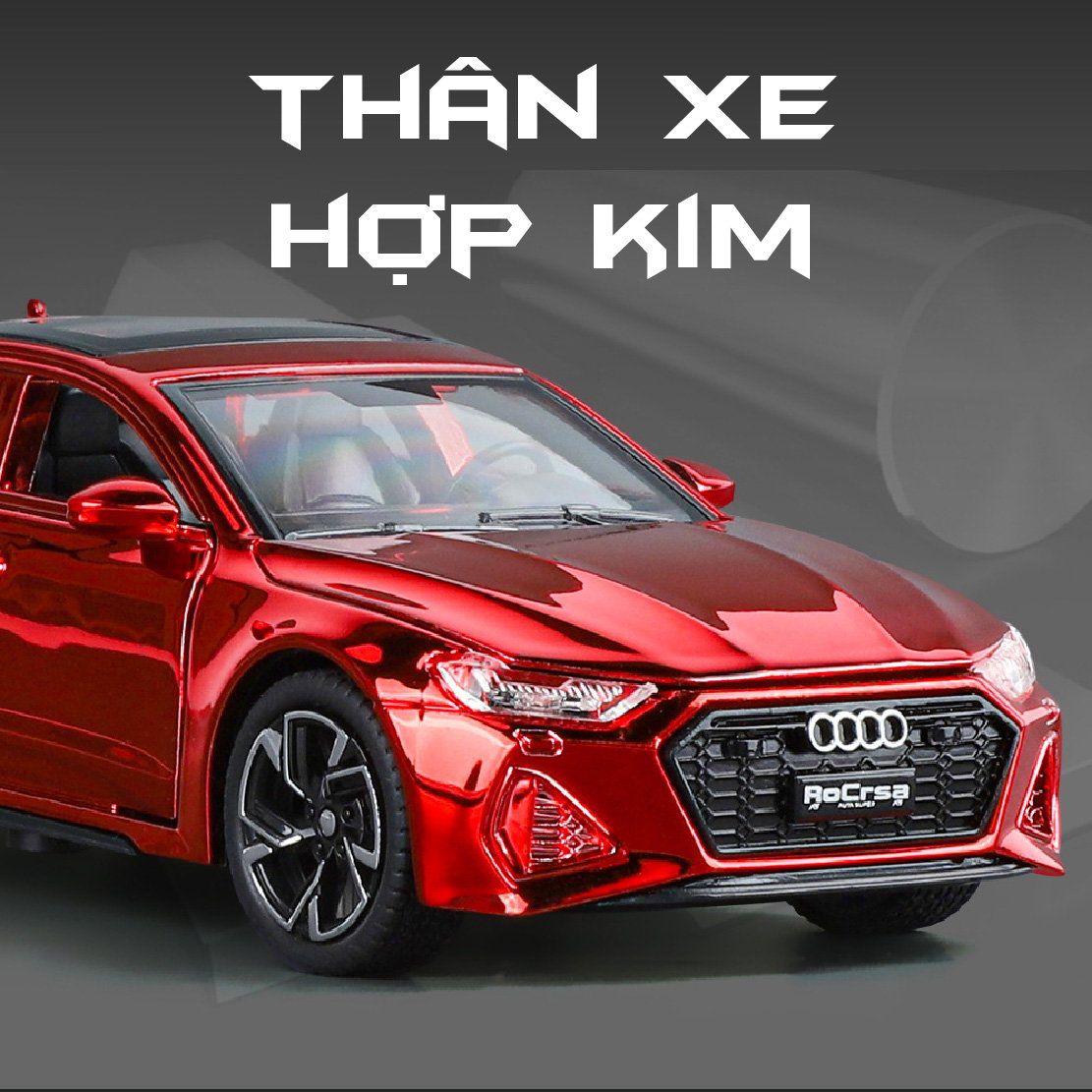 Mô hình xe Audi RS7 phiên bản màu mạ full open - có đèn - âm thanh tỉ lệ 1:32 Chimei Model OT32003