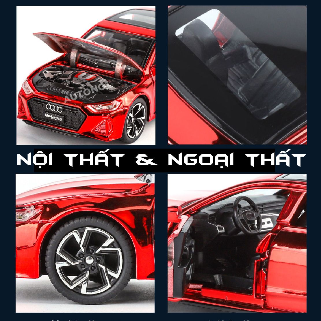 Mô hình xe Audi RS7 phiên bản màu mạ full open - có đèn - âm thanh tỉ lệ 1:32 Chimei Model OT32003