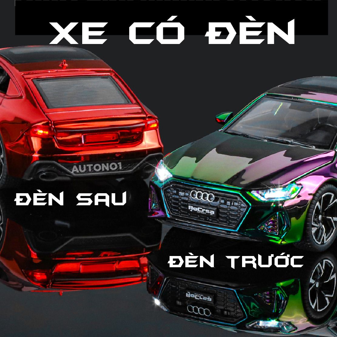 Mô hình xe Audi RS7 phiên bản màu mạ full open - có đèn - âm thanh tỉ lệ 1:32 Chimei Model OT32003