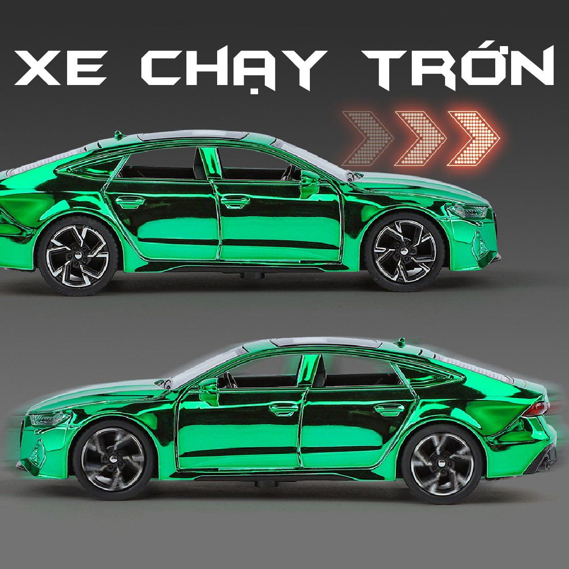 Mô hình xe Audi RS7 phiên bản màu mạ full open - có đèn - âm thanh tỉ lệ 1:32 Chimei Model OT32003