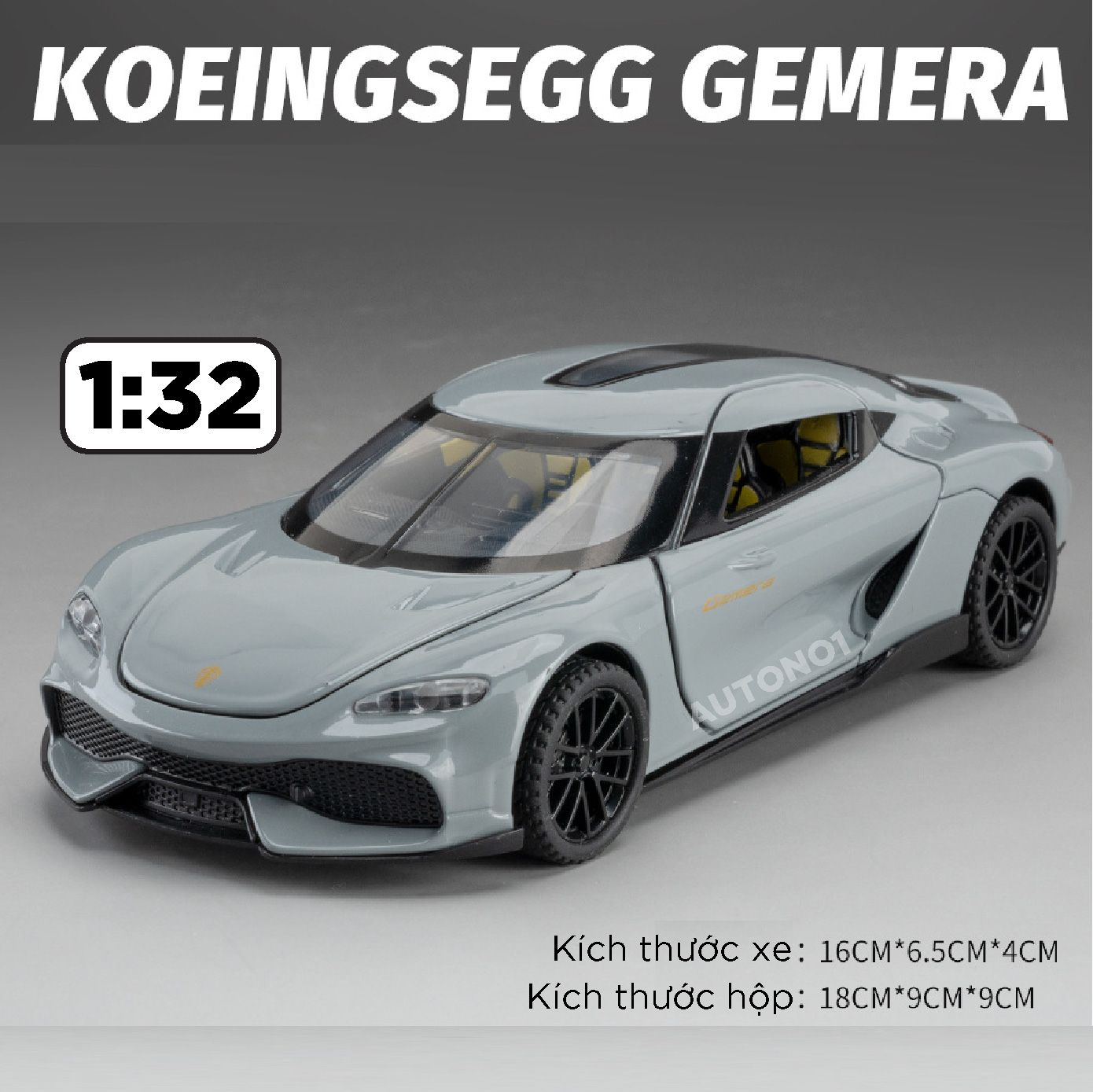Mô hình xe Koenigsegg Gemera full open - có đèn - âm thanh tỉ lệ 1:32 Alloy Model OT32007