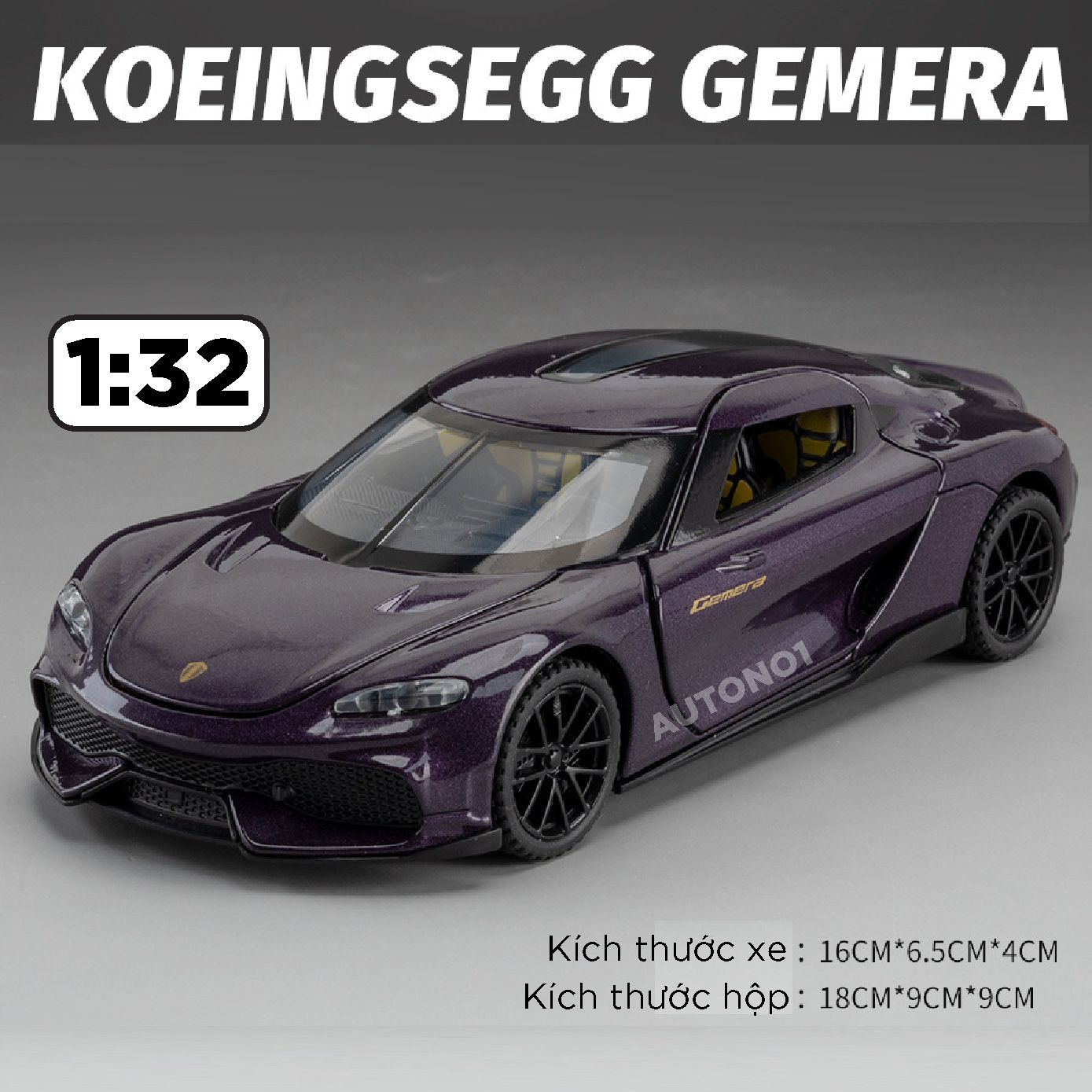 Mô hình xe Koenigsegg Gemera full open - có đèn - âm thanh tỉ lệ 1:32 Alloy Model OT32007