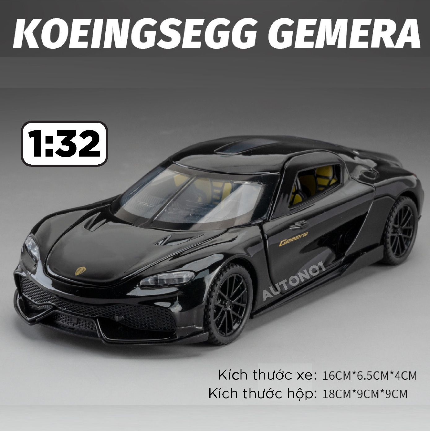 Mô hình xe Koenigsegg Gemera full open - có đèn - âm thanh tỉ lệ 1:32 Alloy Model OT32007
