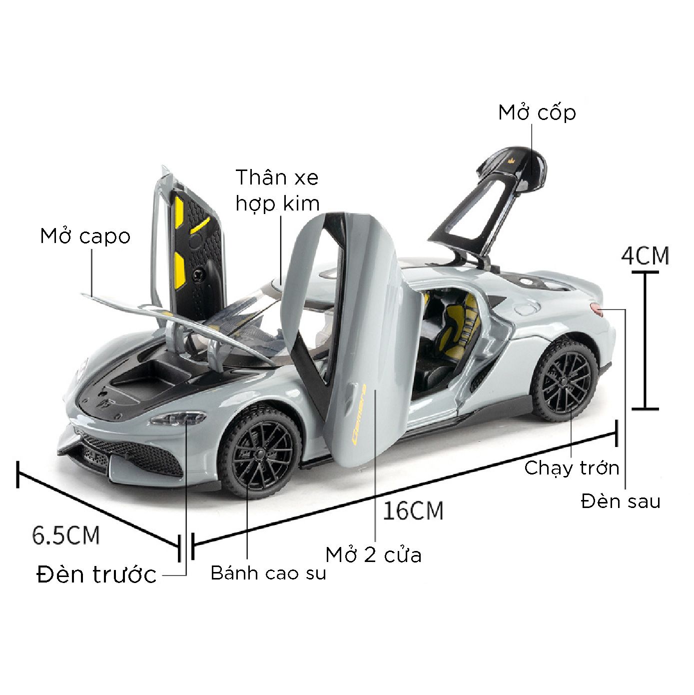Mô hình xe Koenigsegg Gemera full open - có đèn - âm thanh tỉ lệ 1:32 Alloy Model OT32007