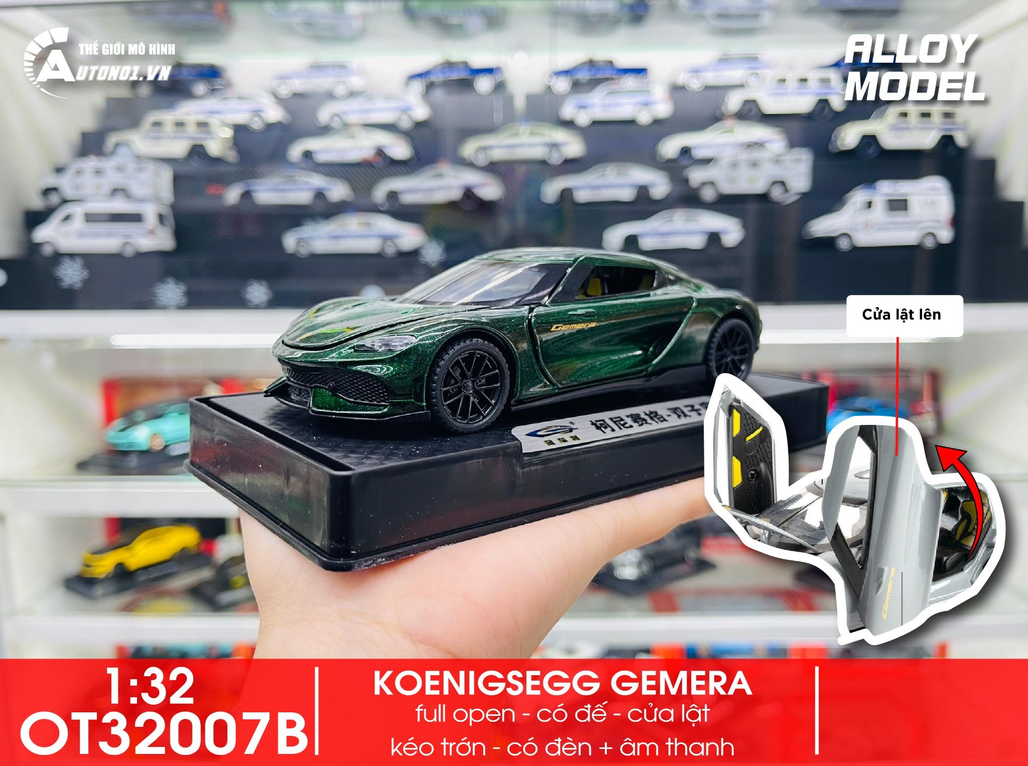 Mô hình xe Koenigsegg Gemera full open - có đèn - âm thanh tỉ lệ 1:32 Alloy Model OT32007