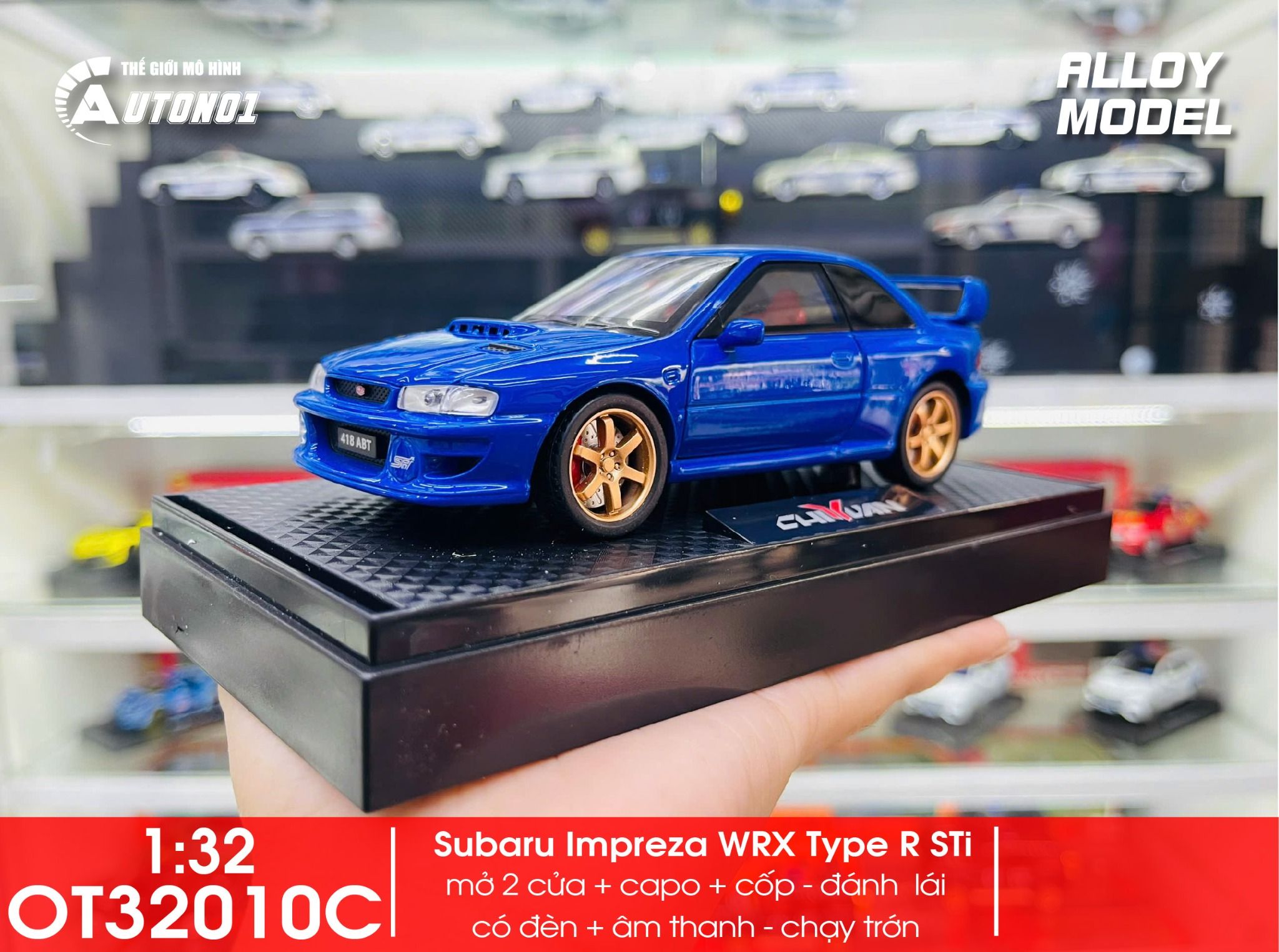 Mô hình xe Subaru Impreza WRX Type R STi Version IV full open - đánh lái tỉ lệ 1:32 Alloy Model OT32010