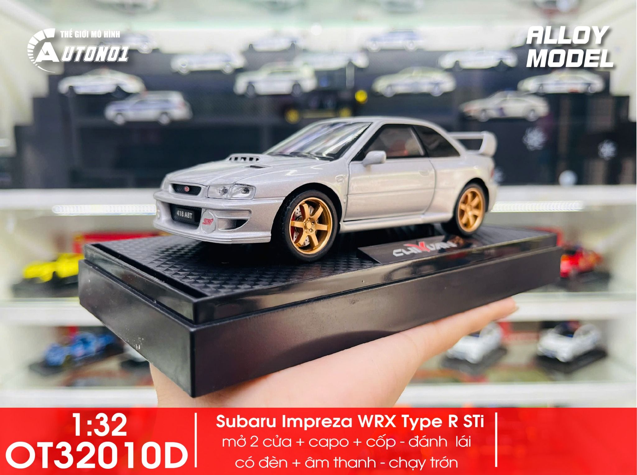 Mô hình xe Subaru Impreza WRX Type R STi Version IV full open - đánh lái tỉ lệ 1:32 Alloy Model OT32010