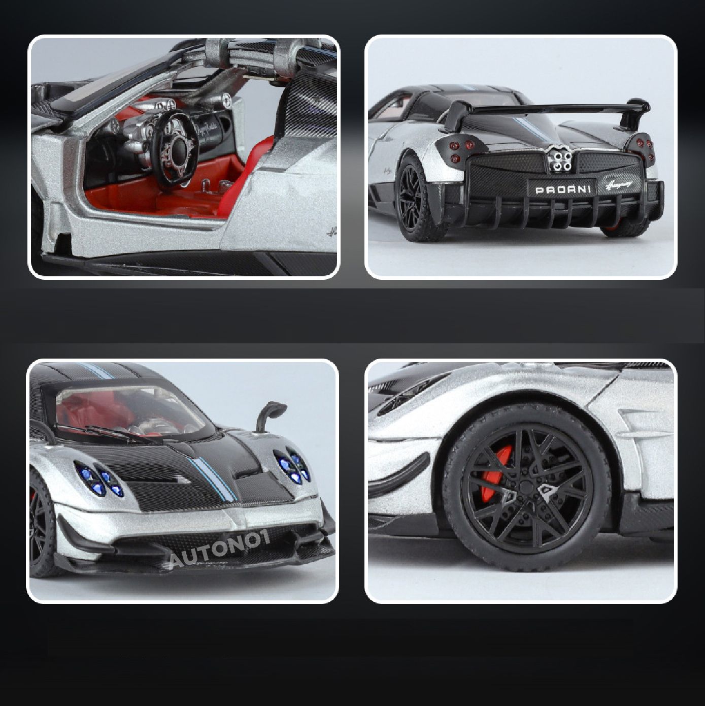 Mô hình xe Pagani Huayra BC full open - có đèn - âm thanh tỉ lệ 1:32 Alloy Model OT32013