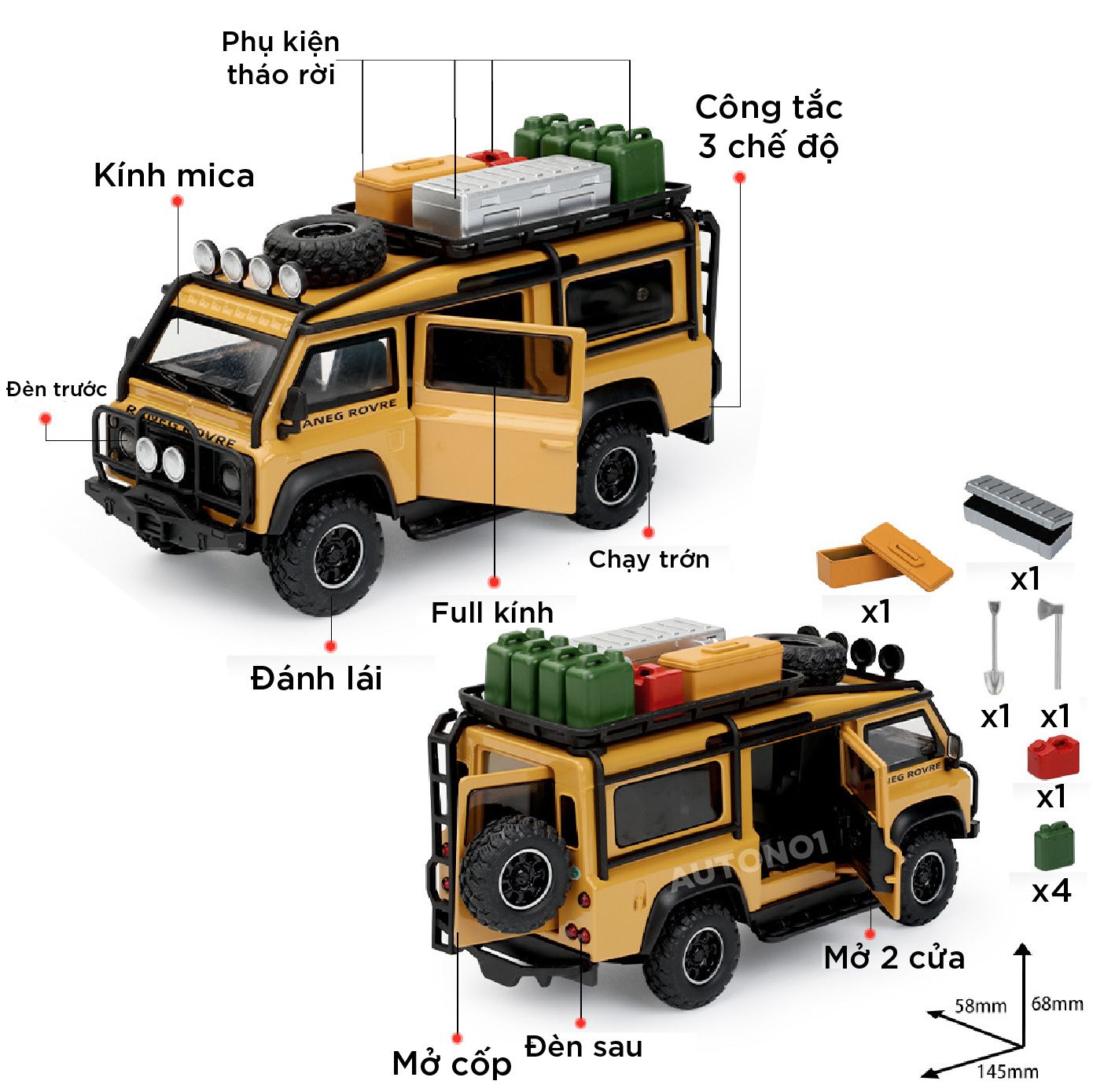 Mô hình xe Land Rover Defender Van Concept full kính - đánh lái tỉ lệ 1:32 Alloy Model OT32011