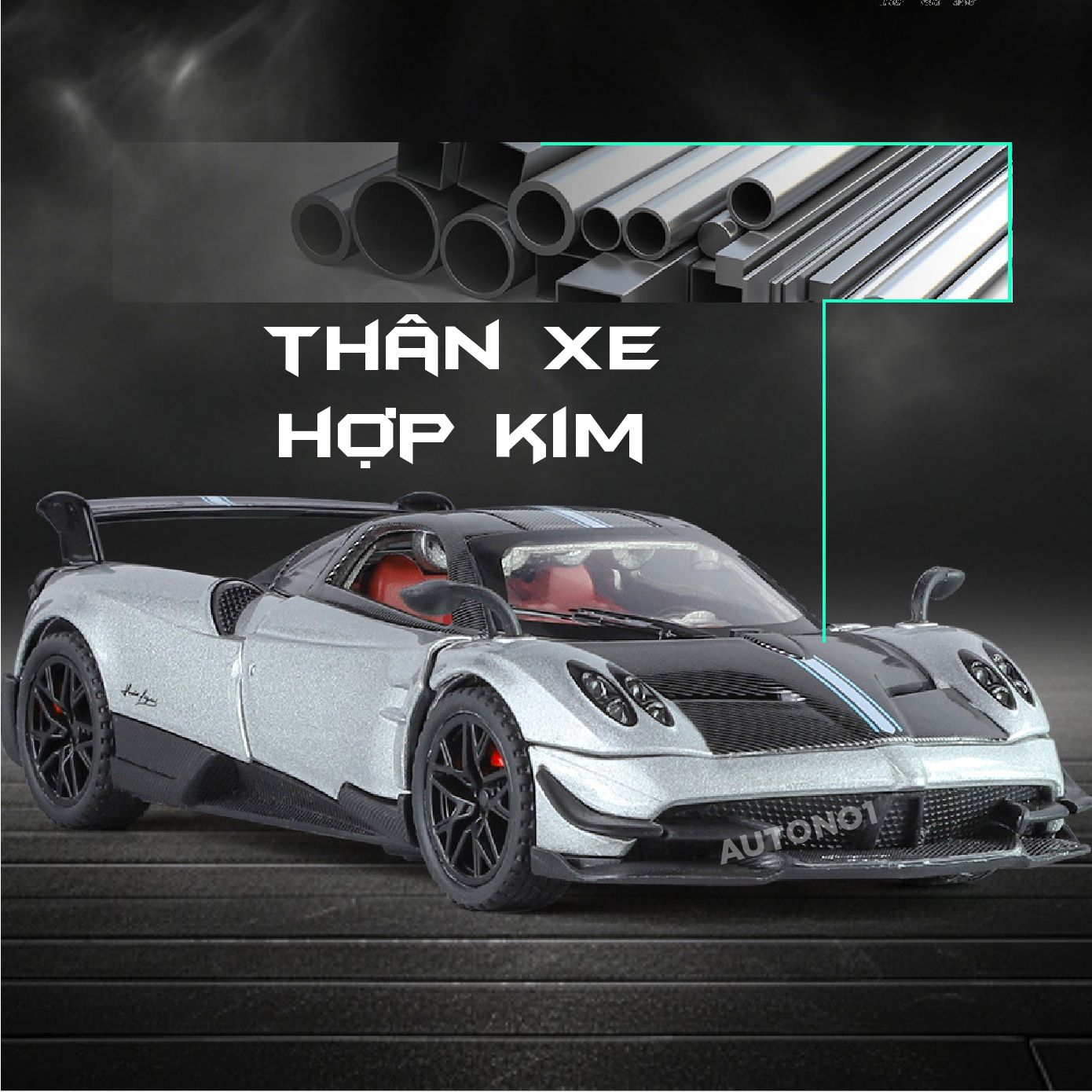 Mô hình xe Pagani Huayra BC full open - có đèn - âm thanh tỉ lệ 1:32 Alloy Model OT32013