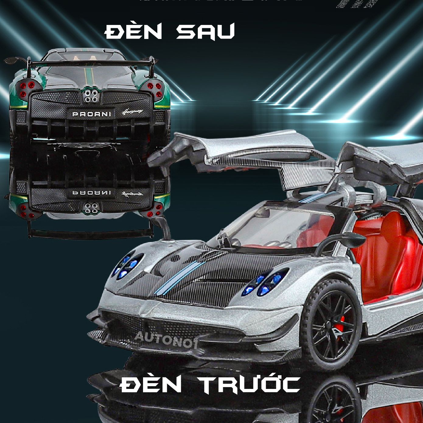 Mô hình xe Pagani Huayra BC full open - có đèn - âm thanh tỉ lệ 1:32 Alloy Model OT32013