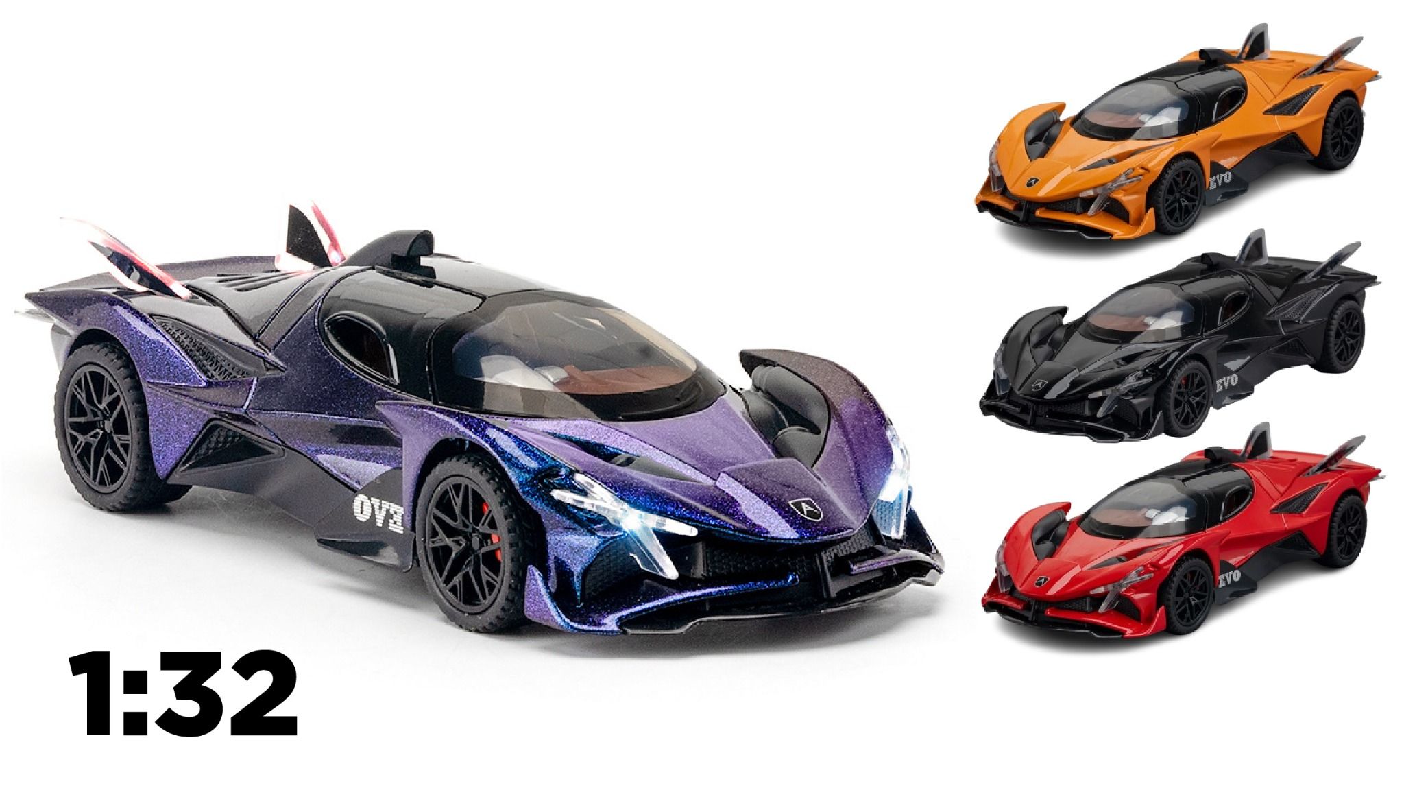 Mô hình xe Apollo Evo có âm thanh - đèn - full open tỉ lệ 1:32 Alloy Model OT32012