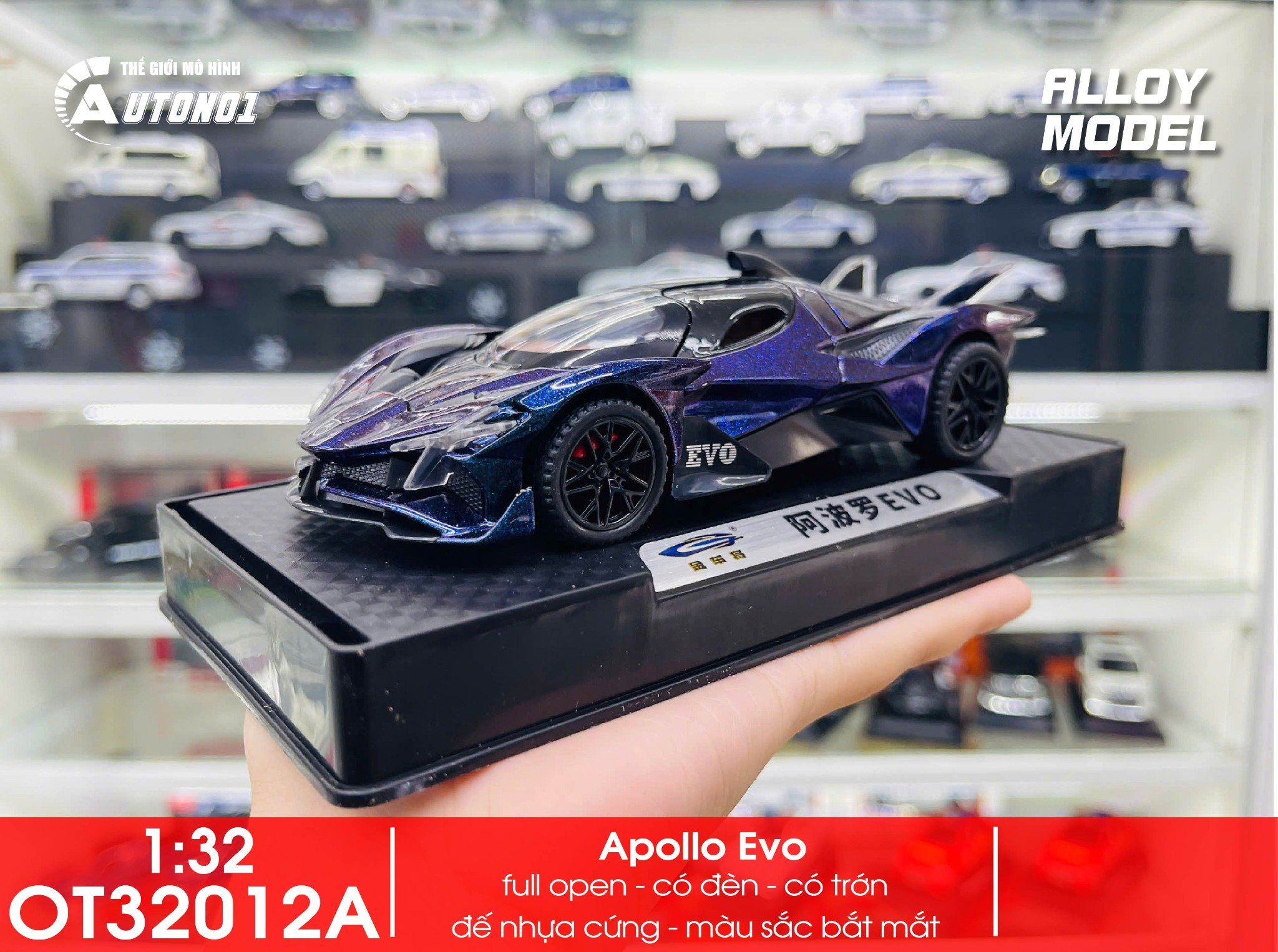 Mô hình xe Apollo Evo có âm thanh - đèn - full open tỉ lệ 1:32 Alloy Model OT32012