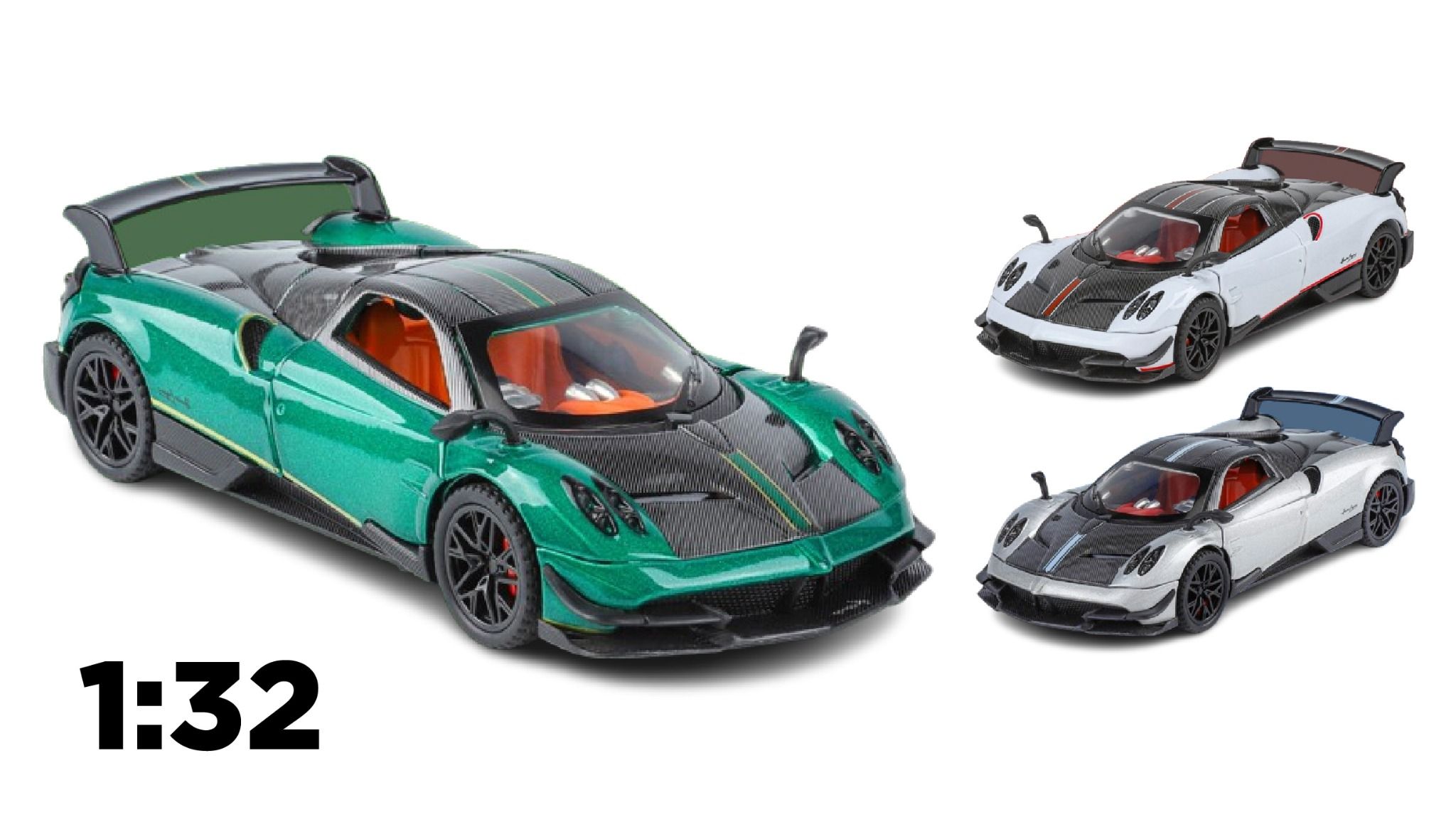 Mô hình xe Pagani Huayra BC full open - có đèn - âm thanh tỉ lệ 1:32 Alloy Model OT32013