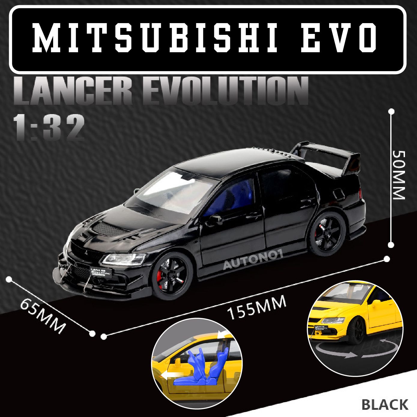 Mô hình xe Mitsubishi Lancer Evo X 10 full open - đánh lái - có đèn - âm thanh tỉ lệ 1:32 Alloy Model OT32014