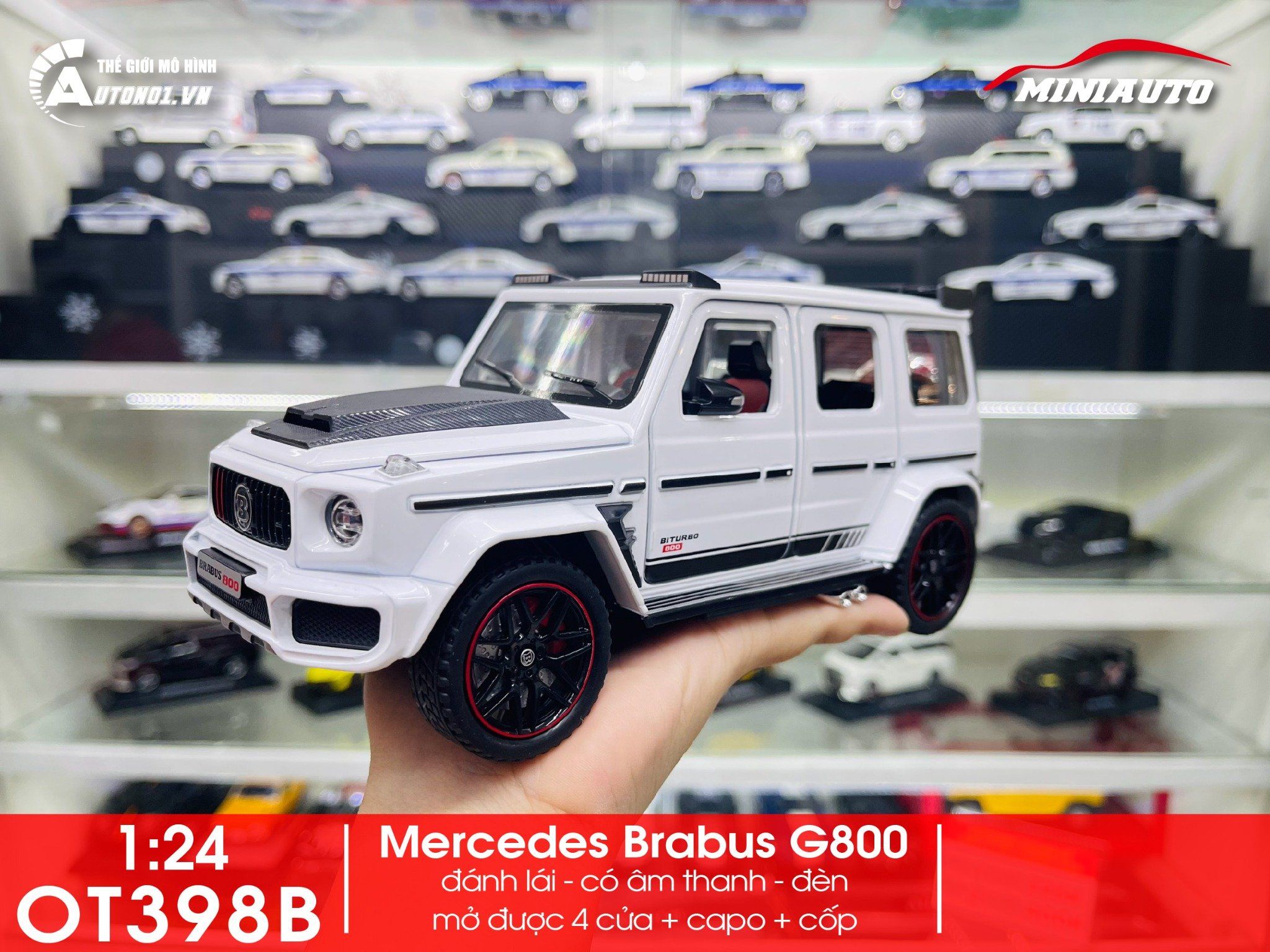 Mô hình xe Mercedes Benz Brabus G800 đánh lái được full open 1:24 Miniauto DC24253 OT398